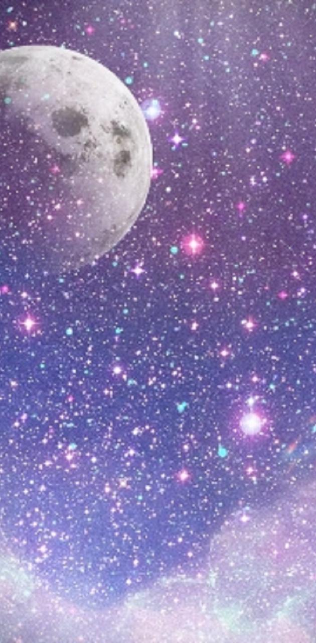 space and glitter wallpaper