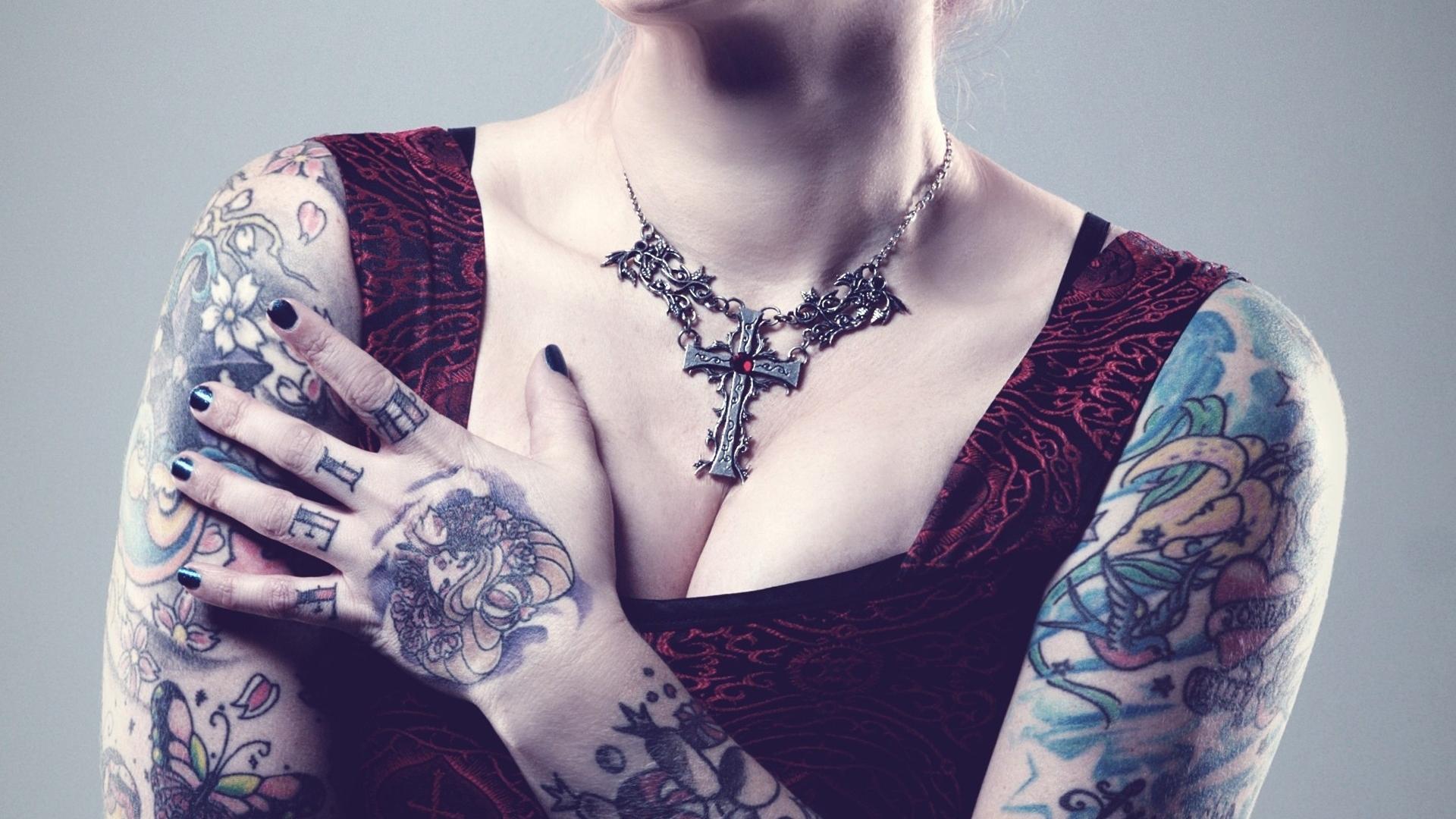 cute, Girl, Tattoo, Tattoos, Women, Gothic, Emo, Cross, Witch Wallpaper HD / Desktop and Mobile Background