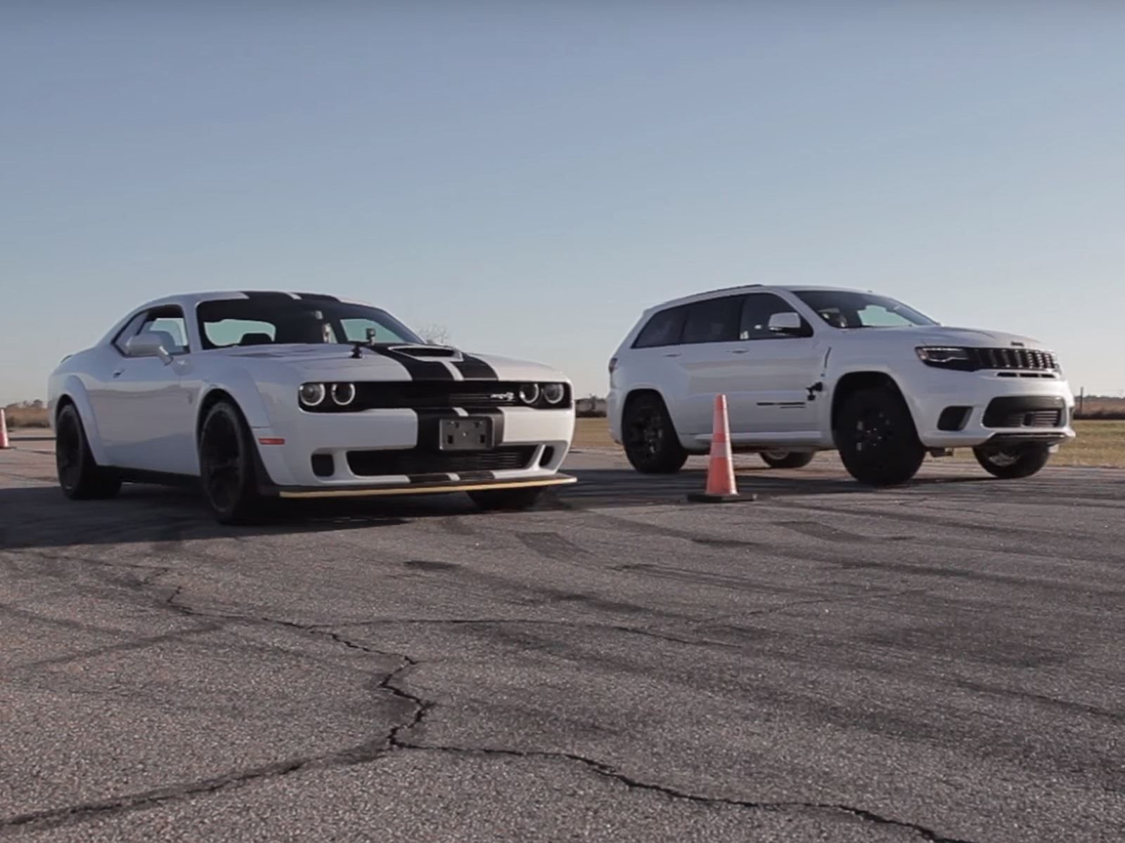 Jeep Trackhawk Vs. Challenger Hellcat Is A Crazy 1,400 HP Drag Race