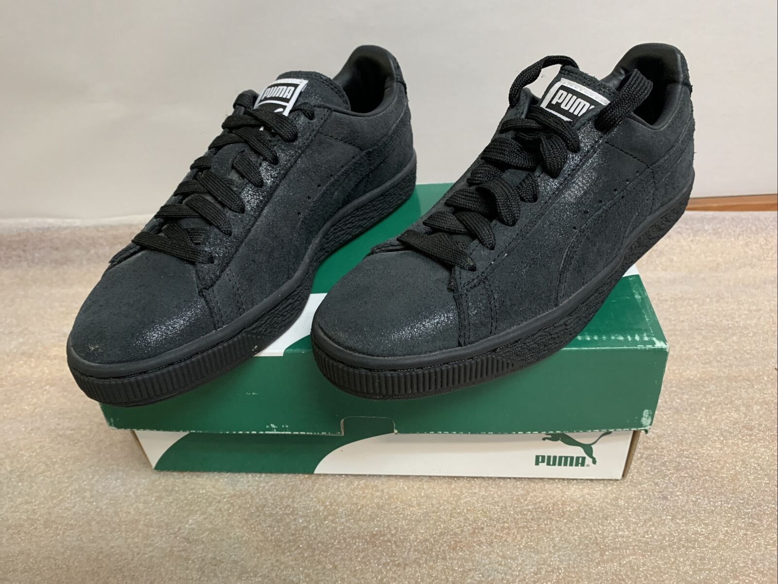 Puma Suede Classic Matt&Shine Sneakers, Sparkle Black Women Size 6