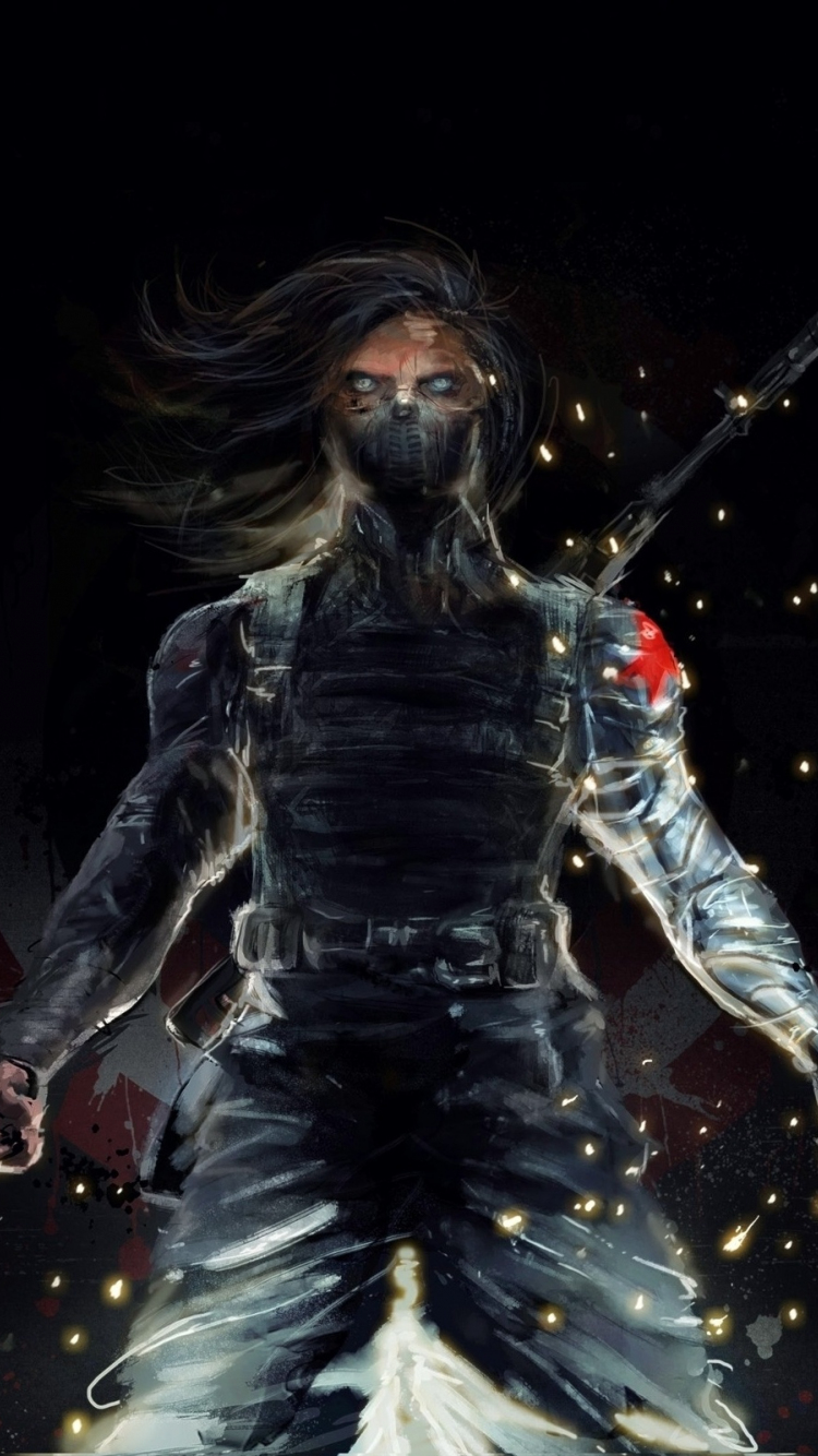 Download wallpaper 750x1334 winter soldier, bucky barnes, artwork, iphone 7, iphone 8, 750x1334 HD background, 10158