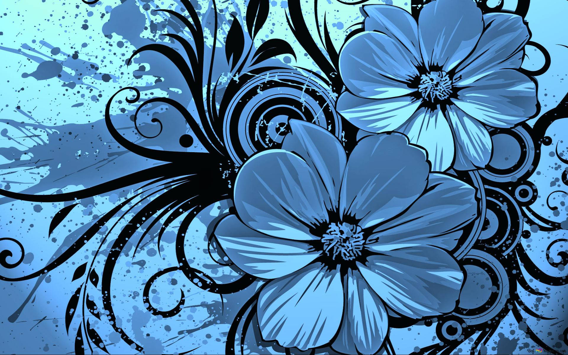 Download Dark Blue Background Artistic Vector Flowers Wallpaper