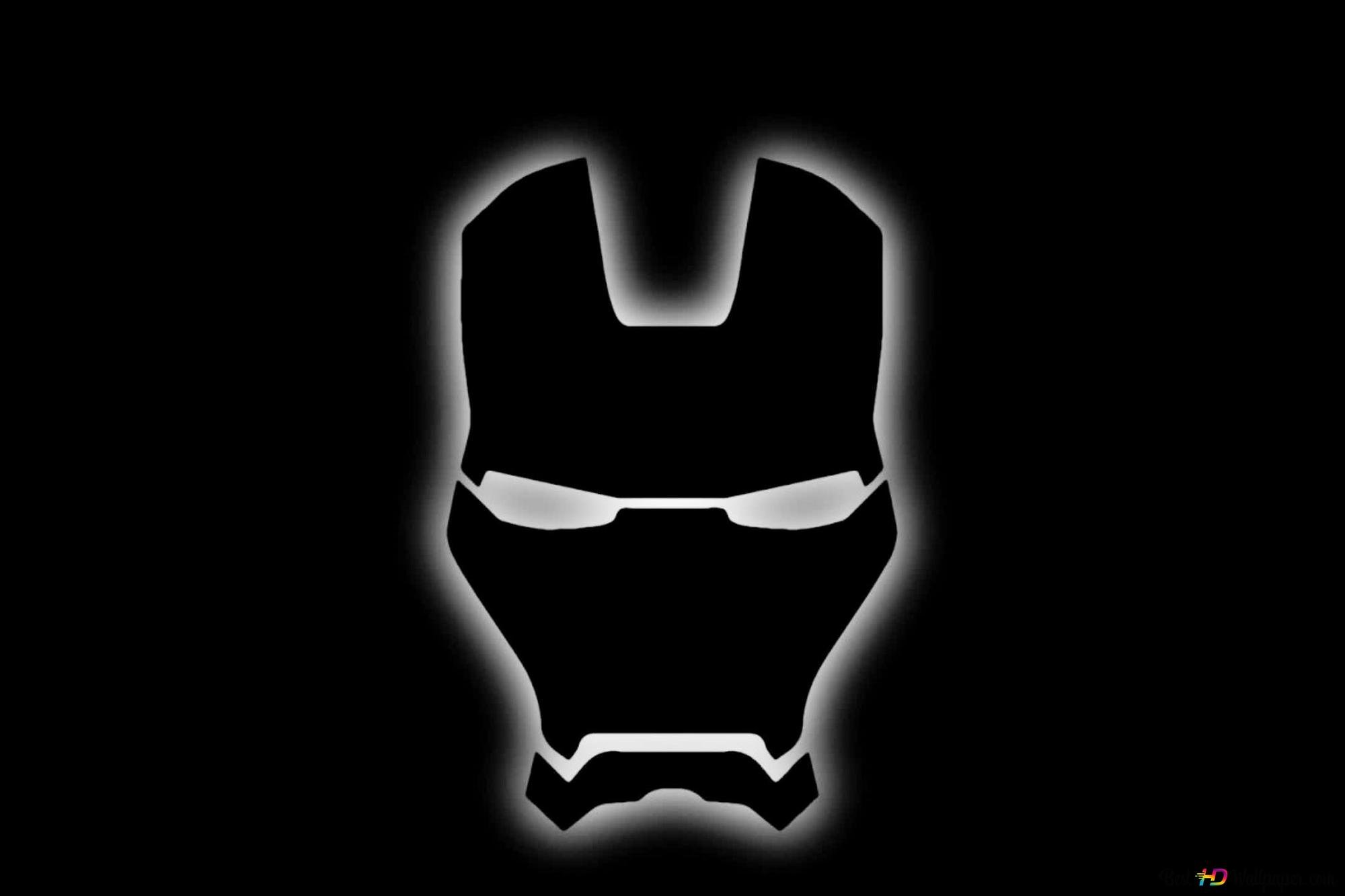 Black and white minimalist logo of Iron Man movie superhero 2K wallpaper download