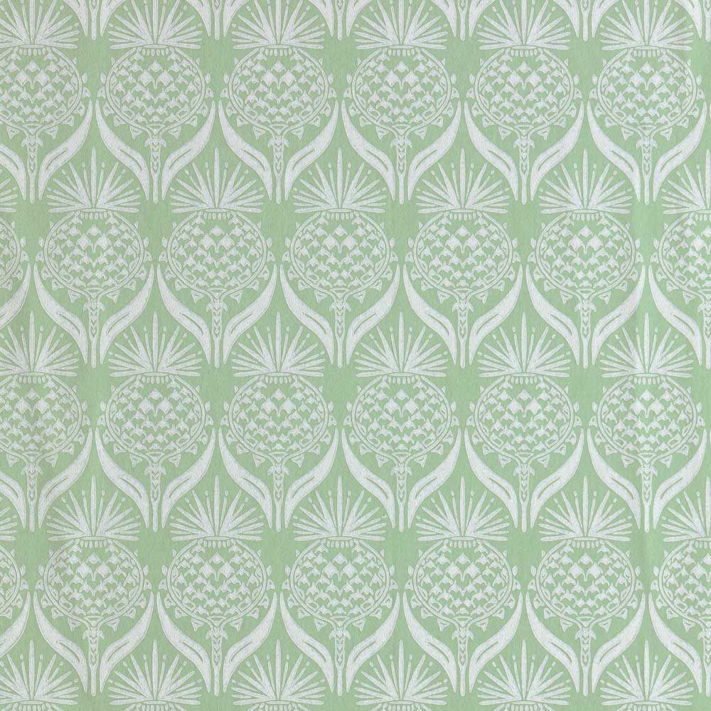 Artichoke Thistle Spring Green Floral Wallpaper