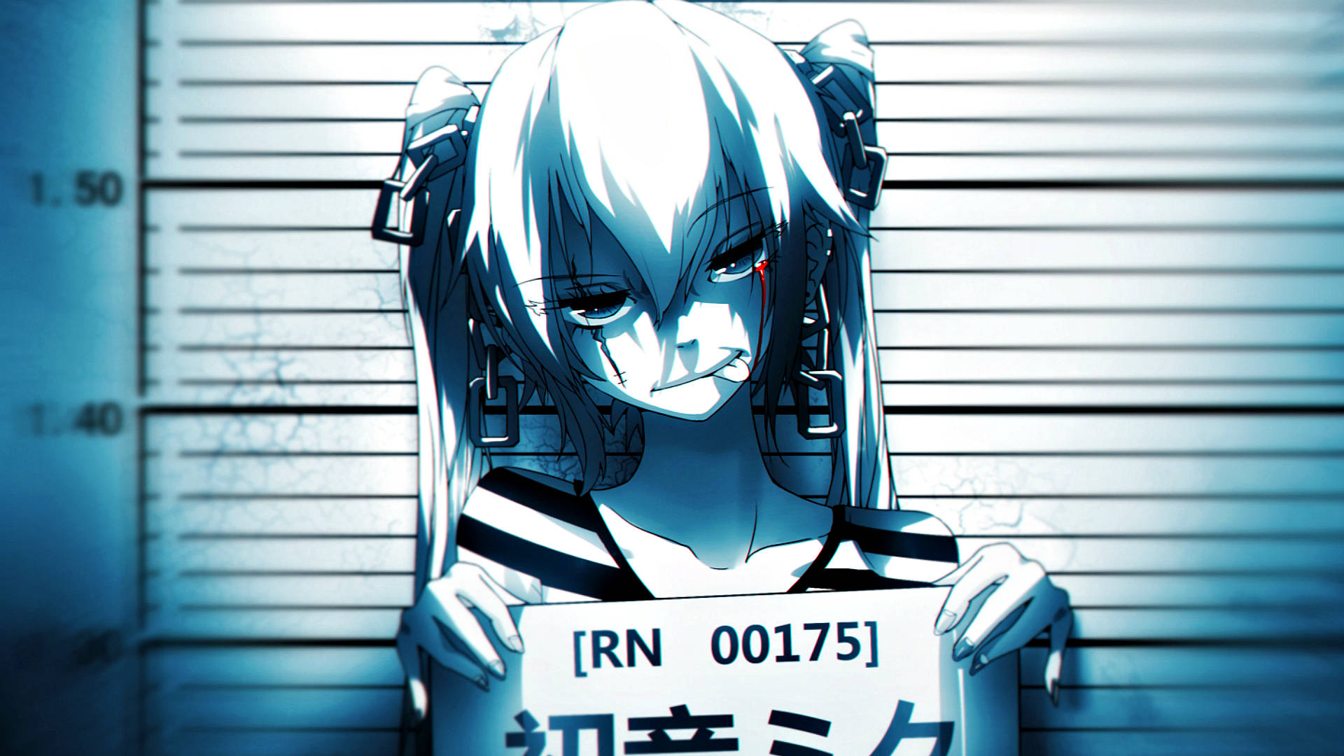 Download Bad Girl Anime Miku Mugshot Wallpaper