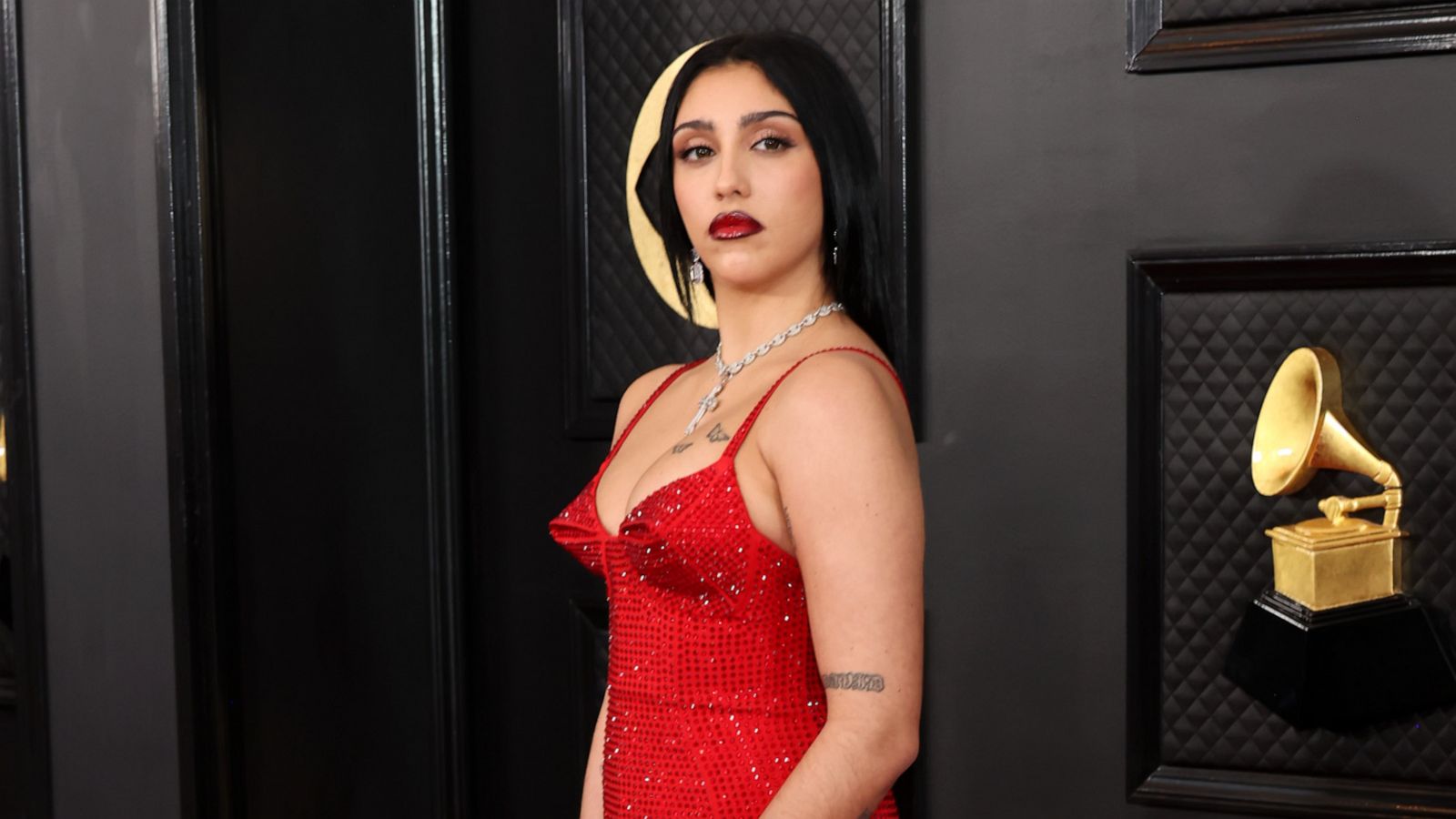 Lourdes Leon pays tribute to mom Madonna in red cone dress at 2023 Grammys Morning America
