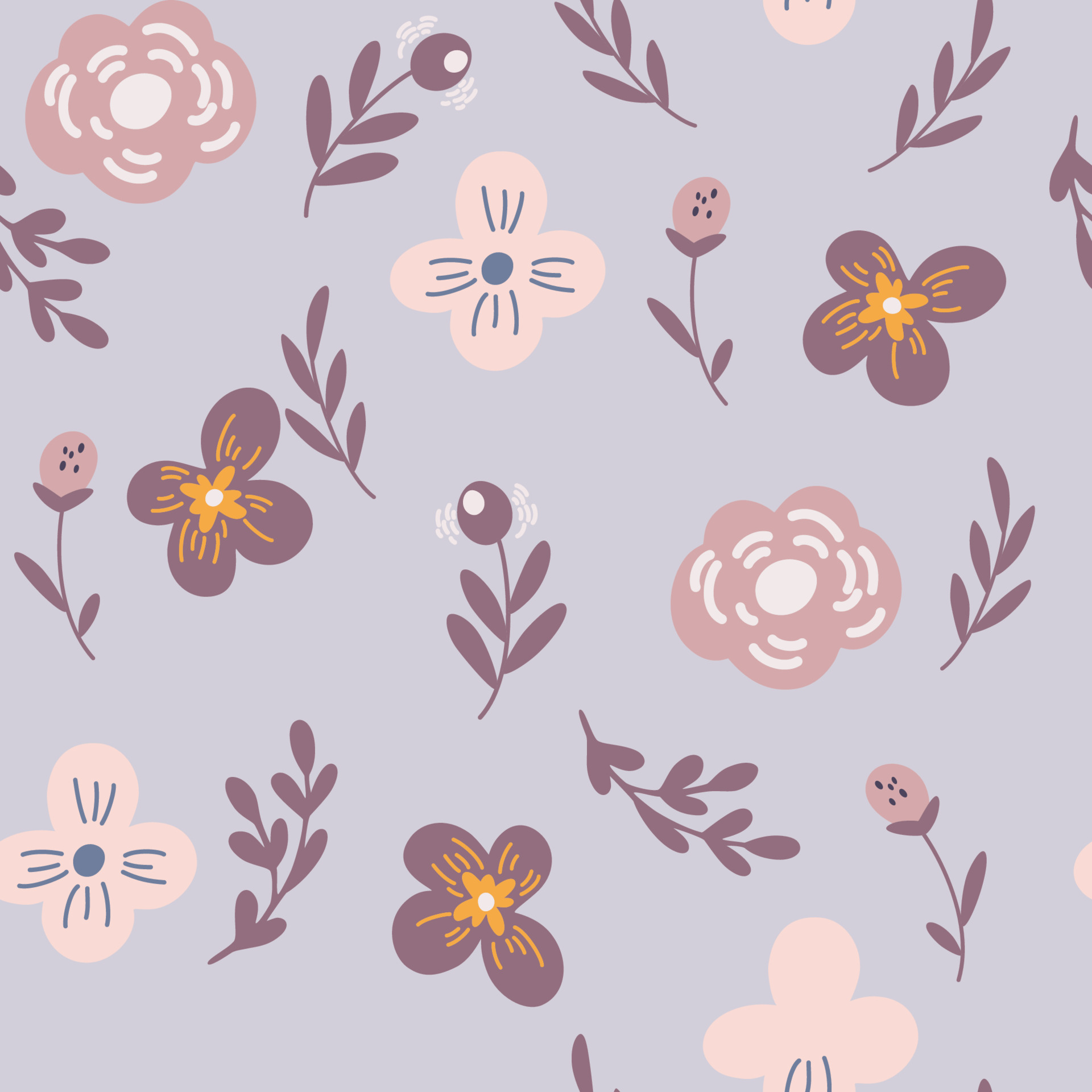 Boho floral seamless pattern. Flower elements in pastel colors. Perfect for textile, wallpaper or print design. Hand Draw Vector illustration