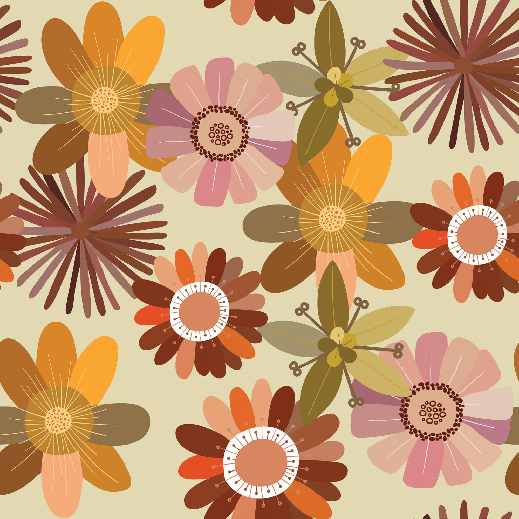 Boho Floral Wallpaper And Stick Or Non Pasted