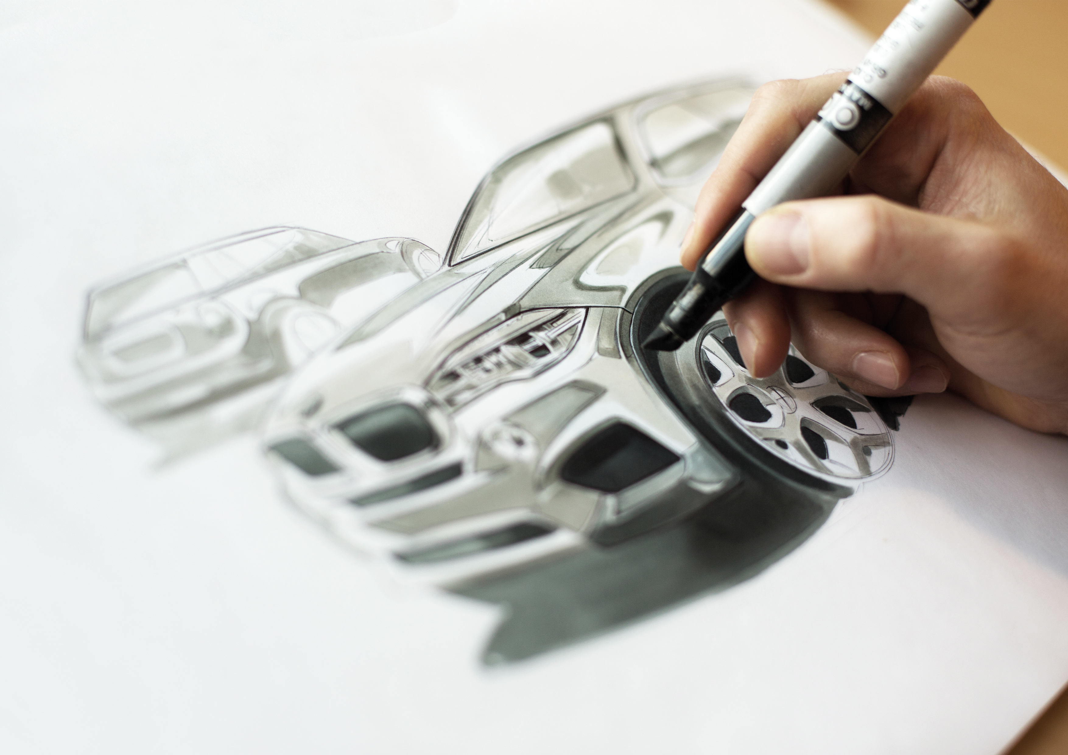 Download wallpaper vehicle, marker, technical, industrial design, section painting in resolution 3508x2480