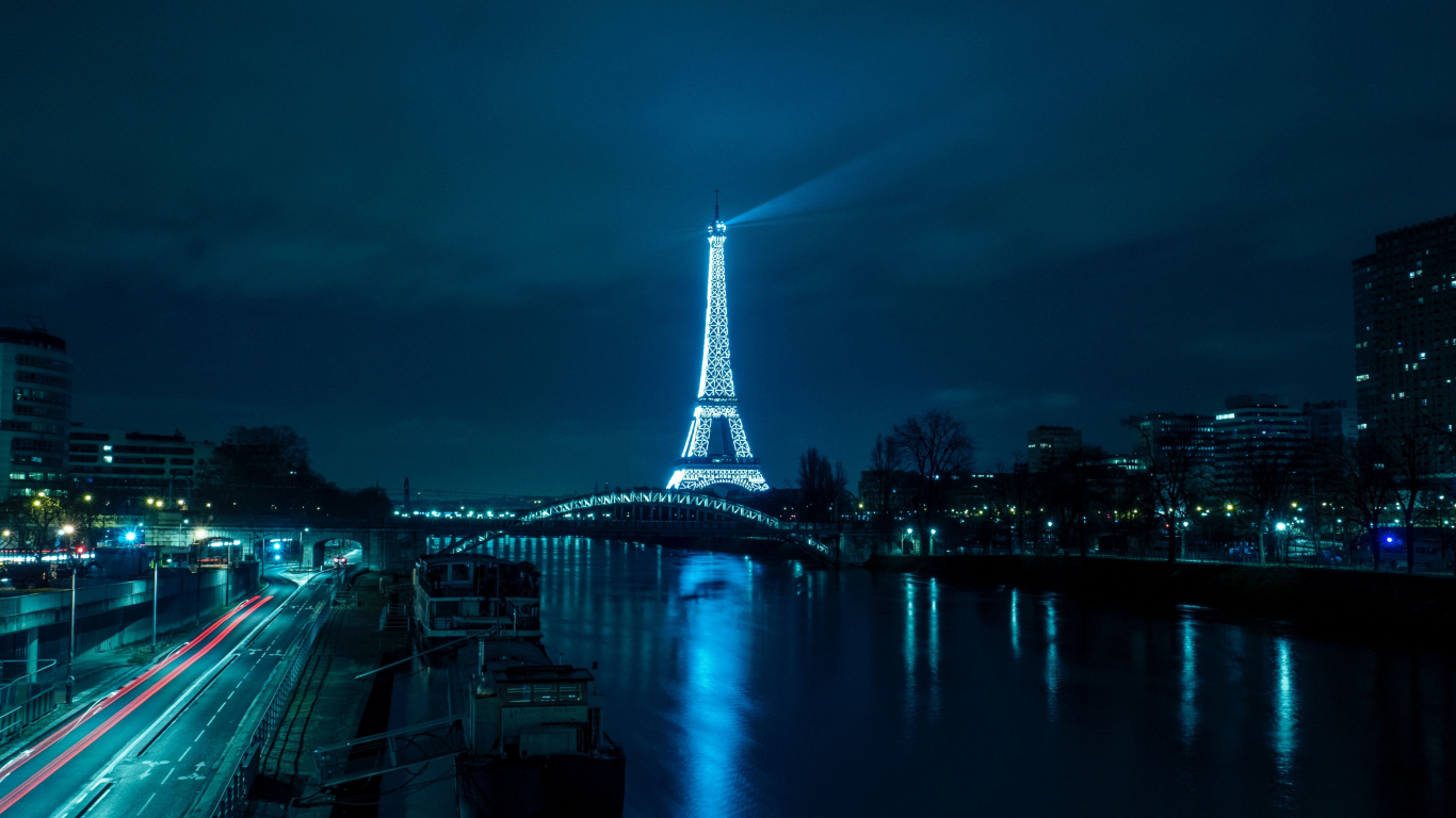 Download wallpaper 1366x768 paris, eiffel tower, night, city, tablet, laptop, 1366x768 HD background, 5587