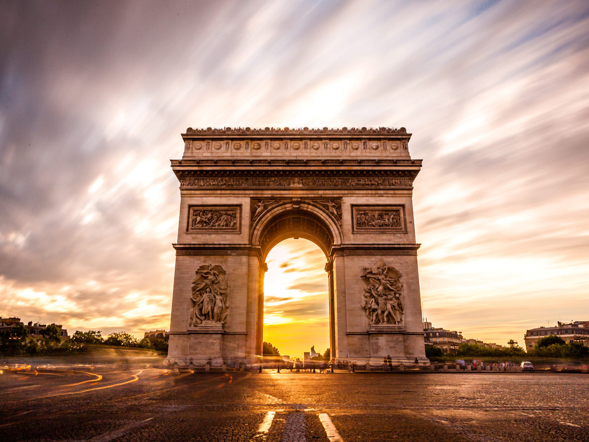 Coucher De L'arc De Triomphe Paris France 4k Ultra HD Desktop Wallpaper For Computers Laptop Tablet And Mobile Phones 3840х2400, Wallpaper13.com