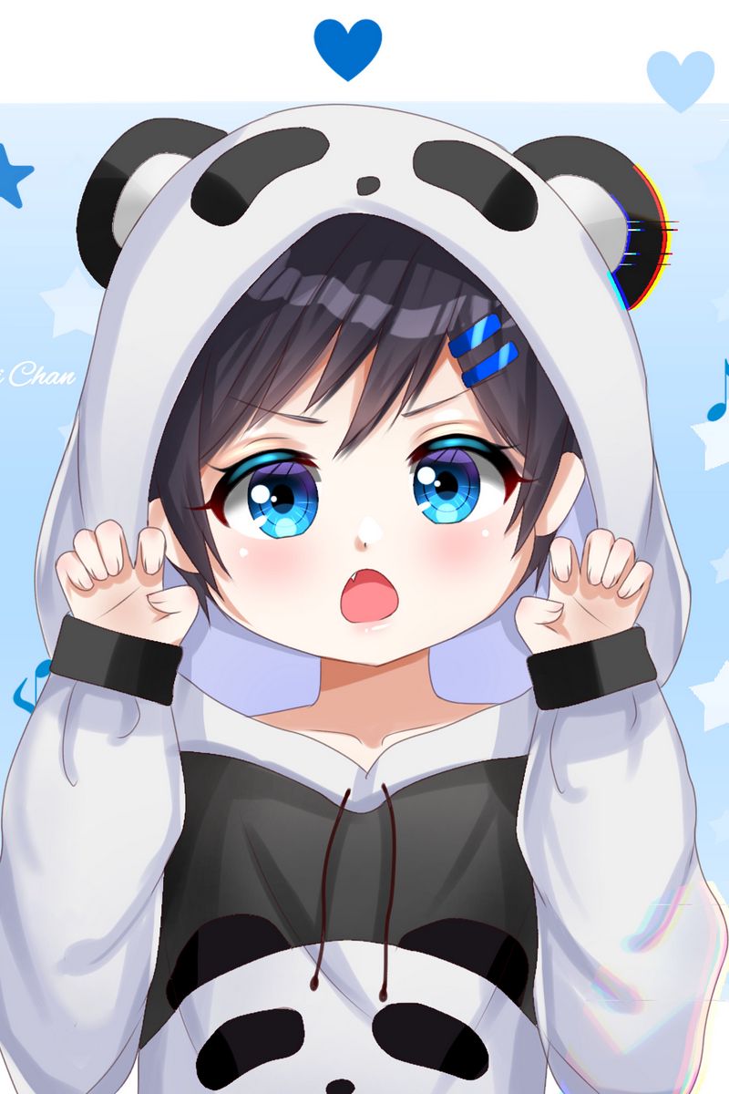 Download Wallpaper 800x1200 Girl, Gesture, Panda, Cute, Anime, Art, Cartoon Iphone 4s 4 For Parallax HD Background