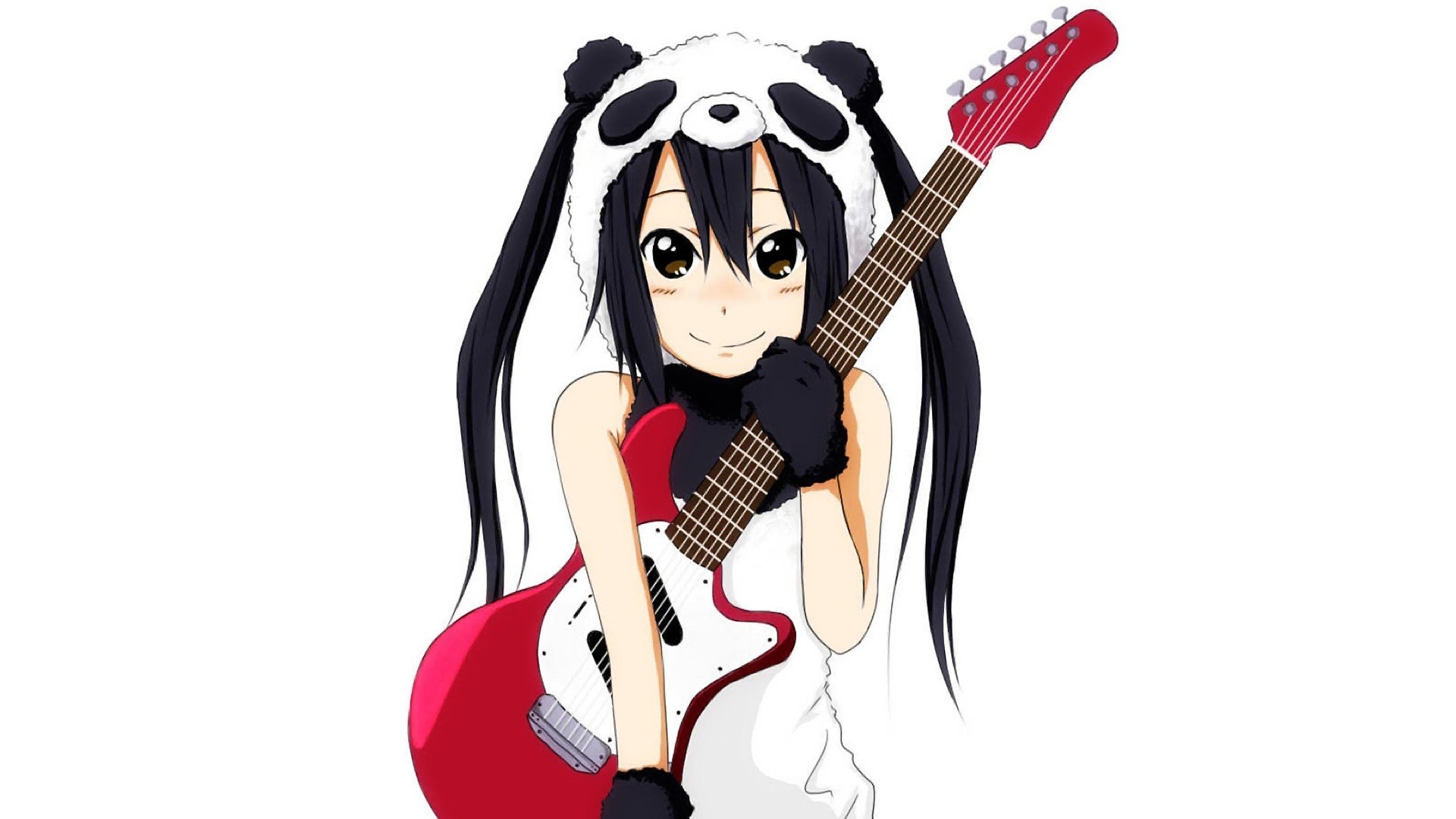 Wallpaper, illustration, anime, guitar, hat, cartoon, panda, girl, smile, nice, costume 1920x1080