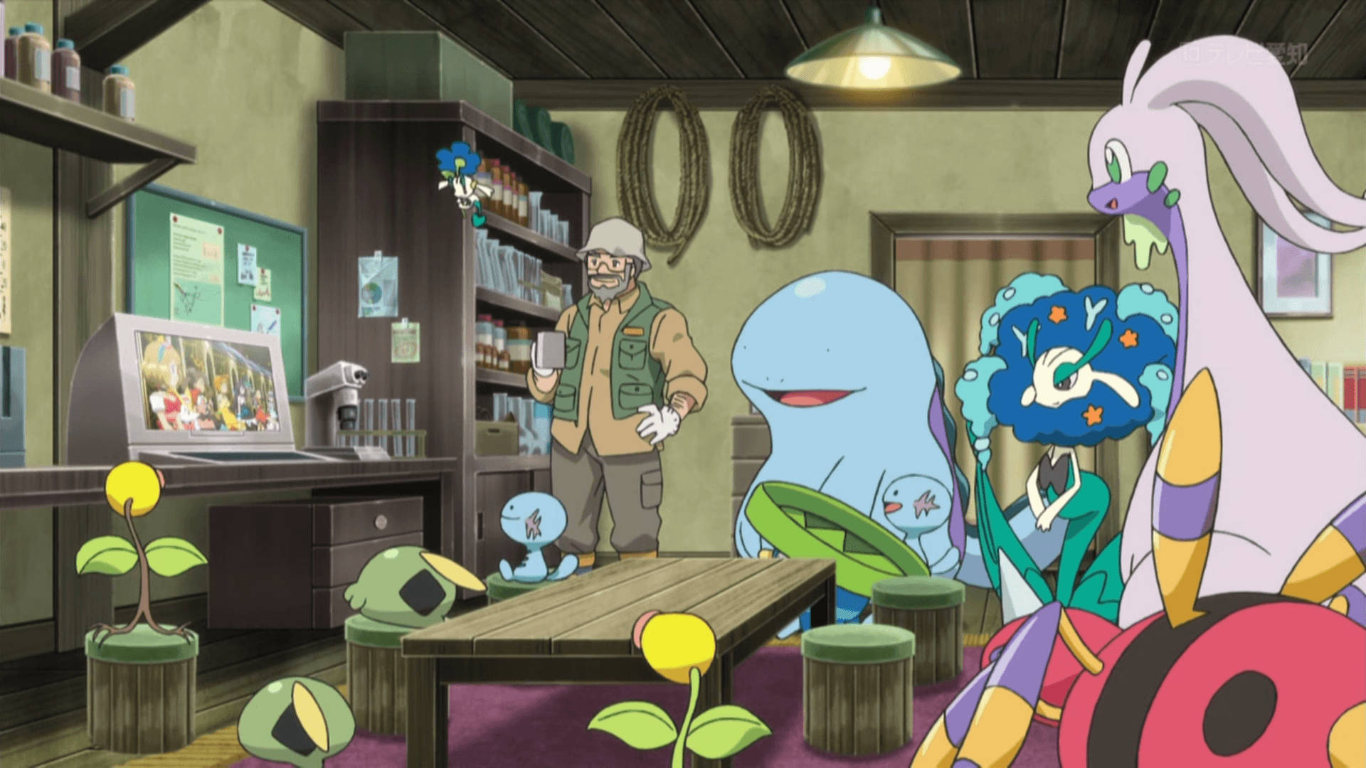 Download Goodra Dining With Other Pokemons Wallpaper