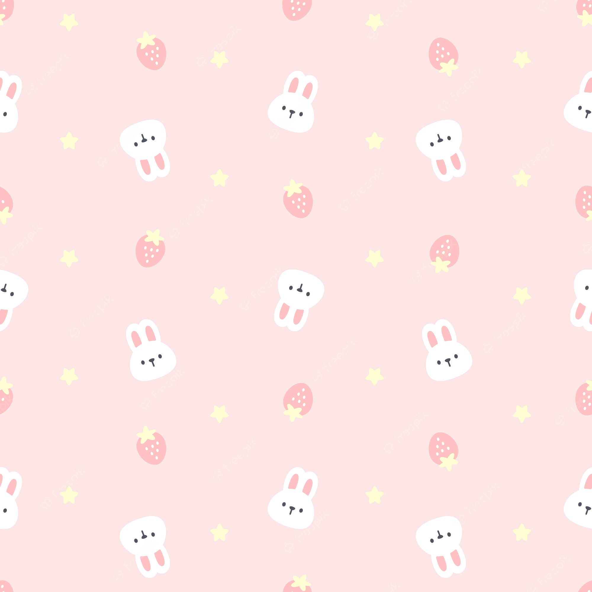 Premium Vector. Cute rabbit and strawberry seamless pattern background