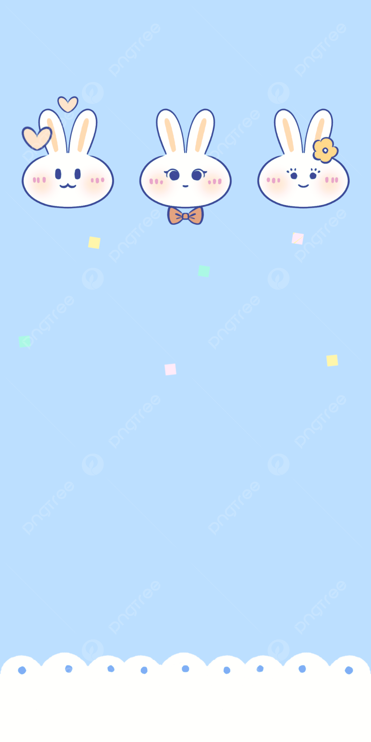Three Little Rabbits Blue Lovely Wallpaper Background, Bunny, Wallpaper, Cute Background Image for Free Download