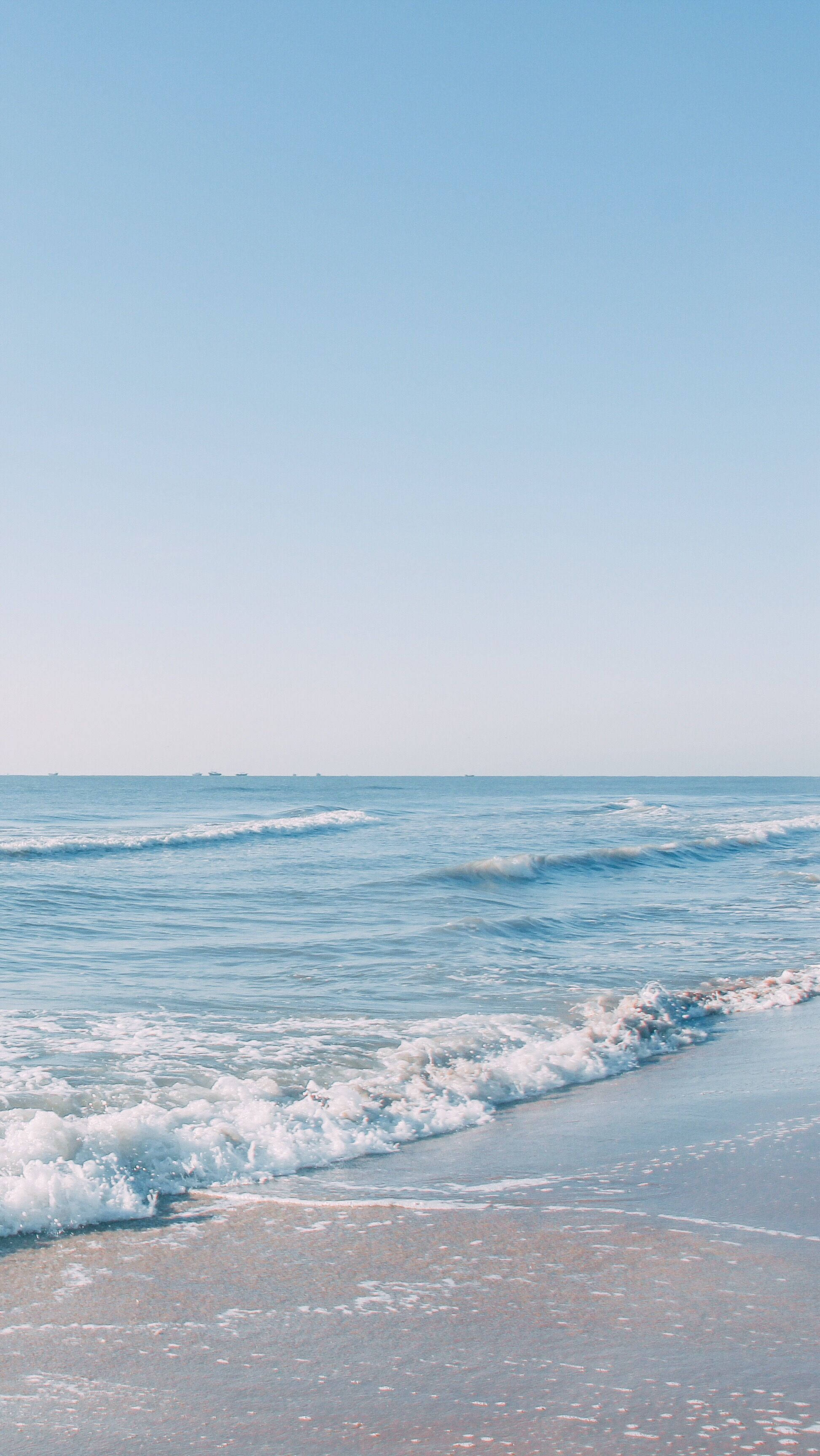 Download Cute Pastel Blue Aesthetic Beach With Blue Sky Wallpaper