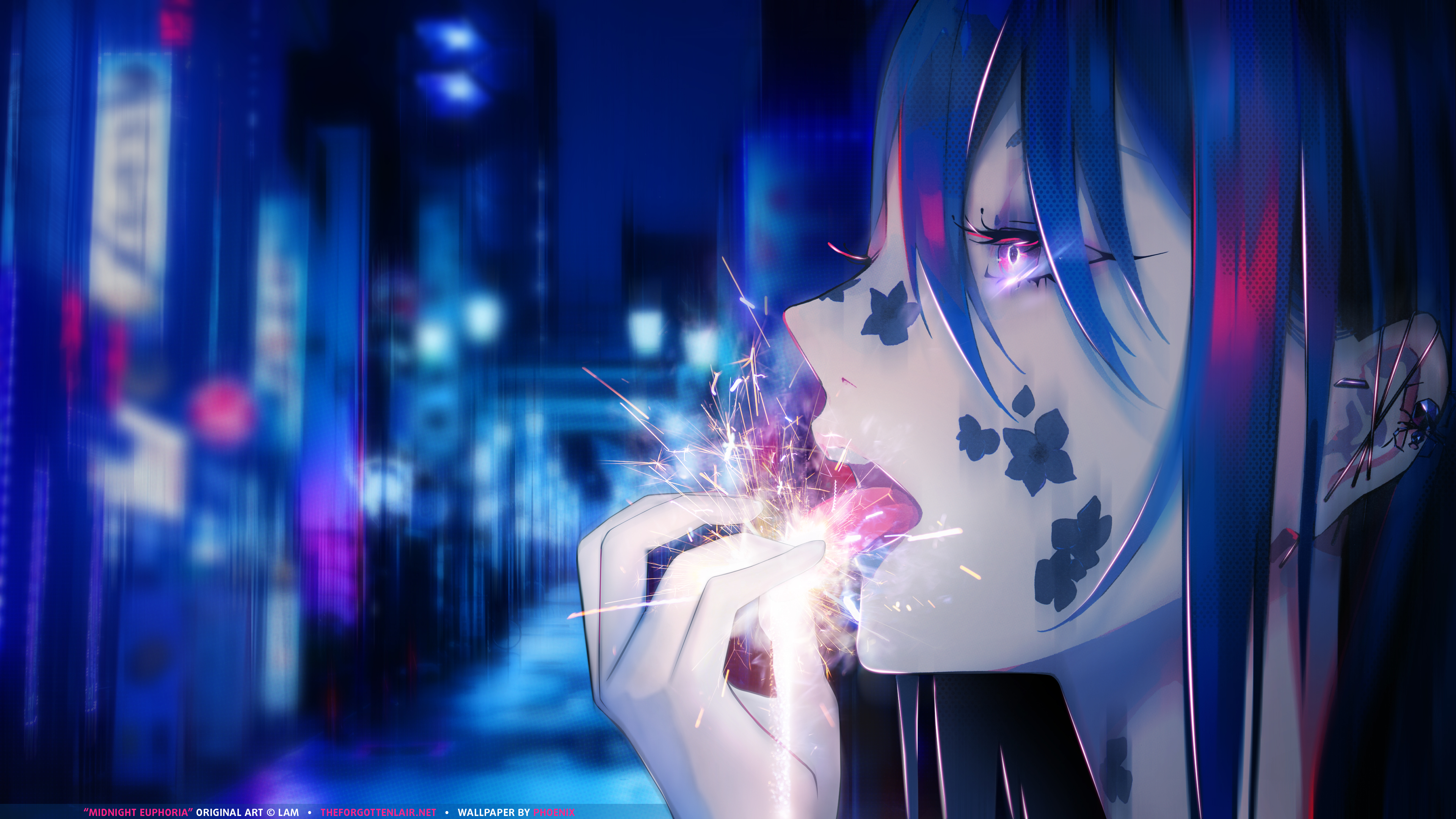 Phoenix Desktop Wallpaper! I HATE drawing hands. But I love creating city background! Check out my new #wallpaper Midnight Euphoria. #anime #graphics