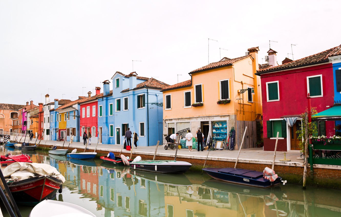 Wallpaper Home, Street, Channel, Boats, Italy, Venice, Italy, Street, Venice, Italia, Venice, Canal, Burano, Burano image for desktop, section город