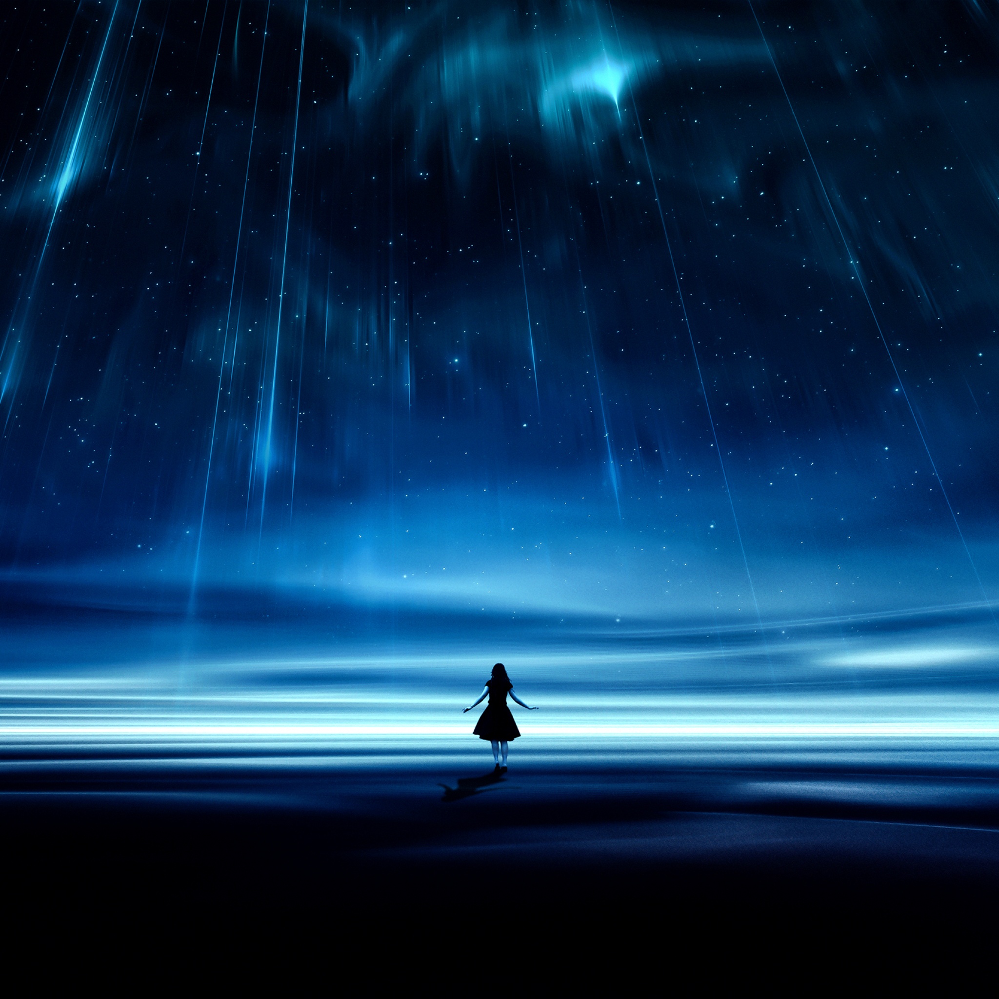 Falling stars Wallpaper 4K, Star trail, Surreal, Fantasy