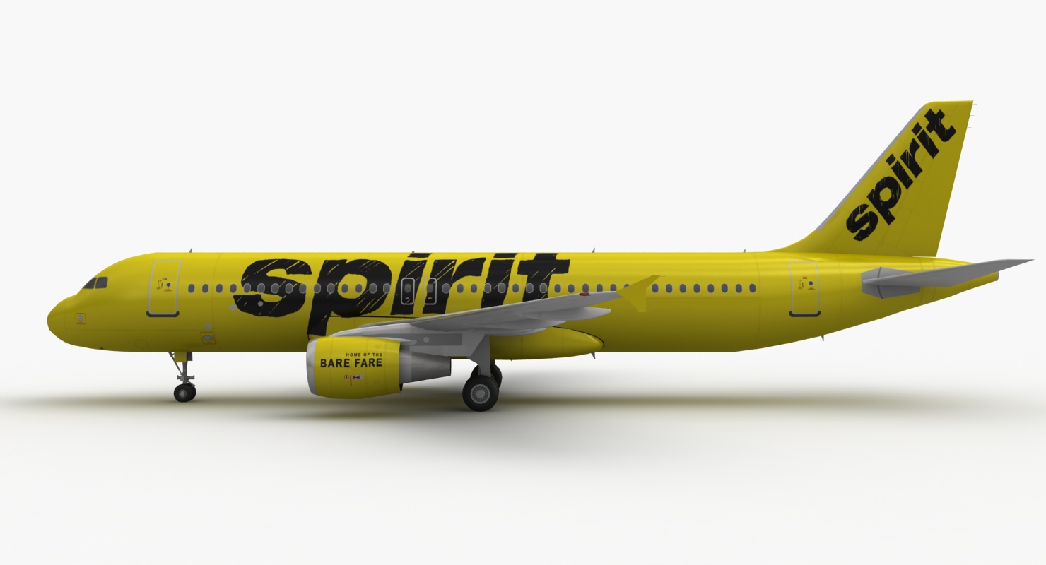 Airbus A320 Spirit Airlines 3D Model $159 - .max .upk .c4d .ma .gltf .fbx .unitypackage .obj .3Ds .usd