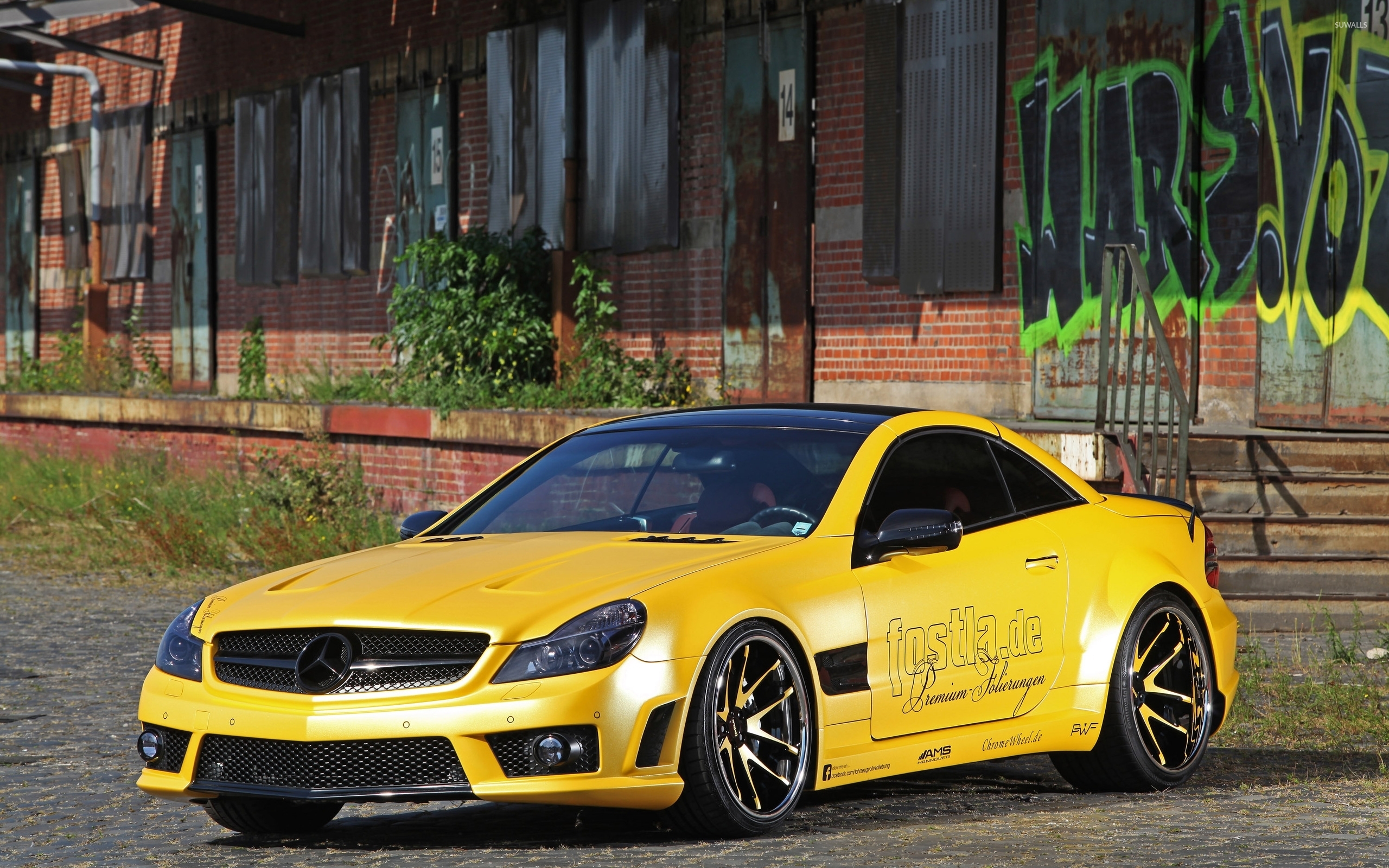 Yellow Mercedes Benz SL55 AMG Wallpaper Wallpaper