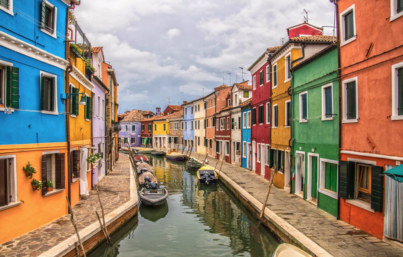 Wallpaper island, home, Italy, Venice, channel, Burano image for desktop, section город