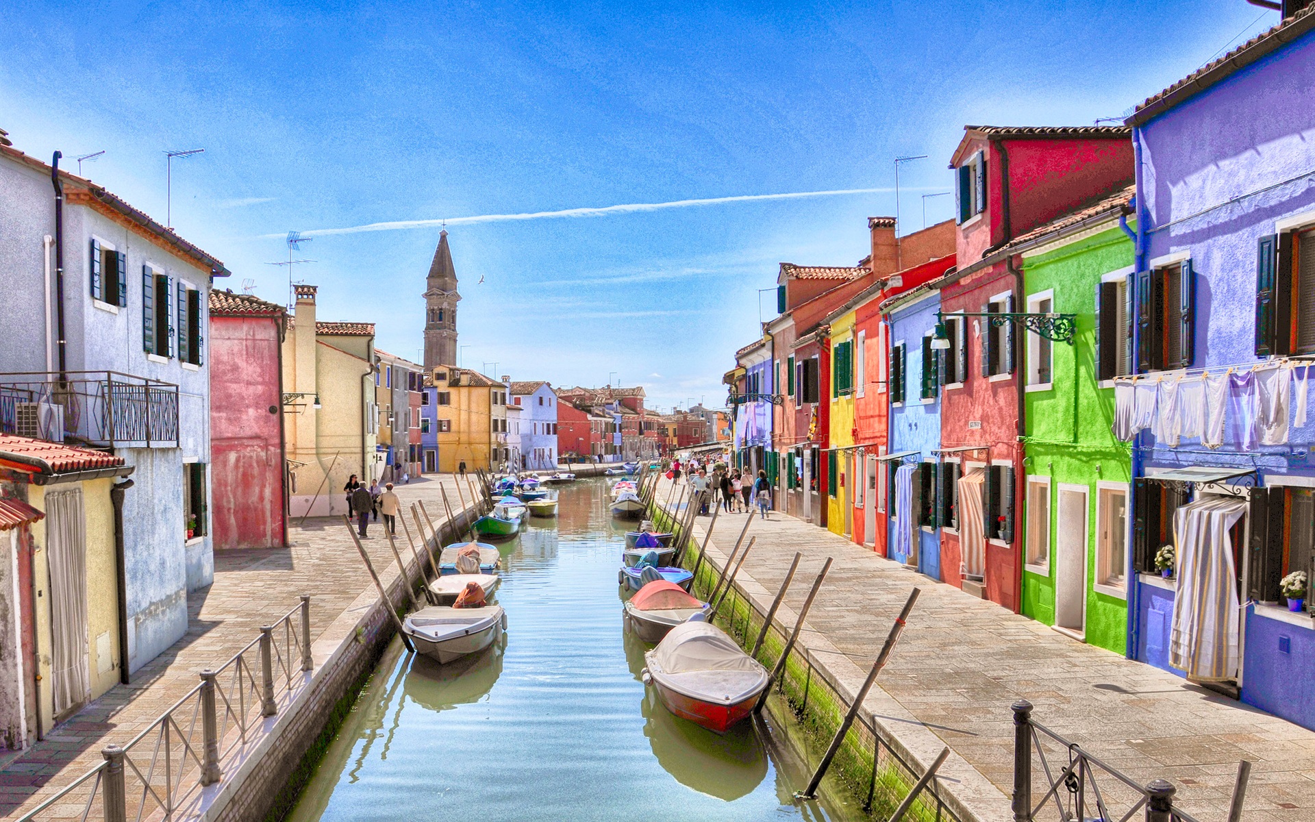 Wallpaper Italy, Venice, Burano island, river, boats, houses 1920x1200 HD Picture, Image