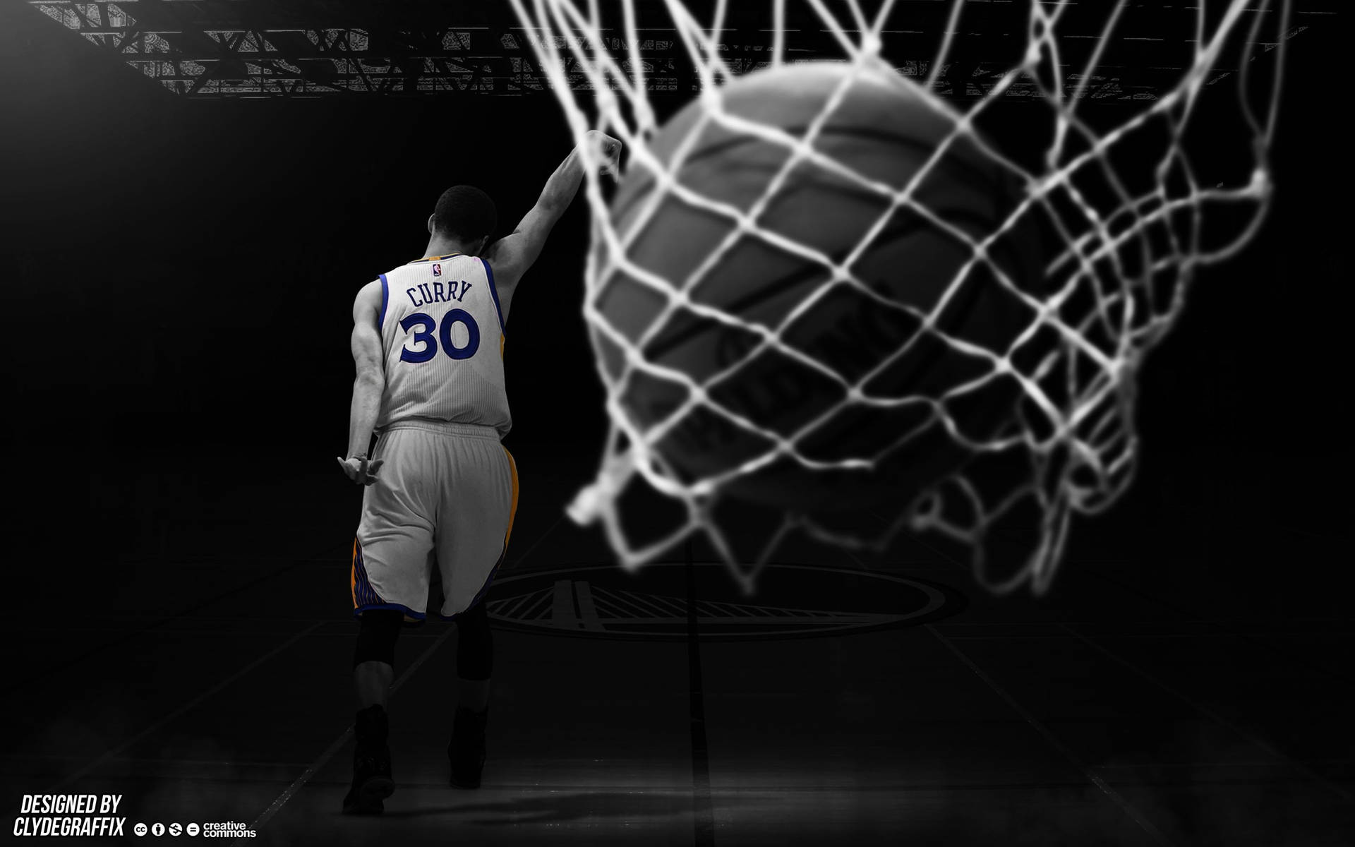 Download Steph Curry Turnaround In Monochrome Wallpaper