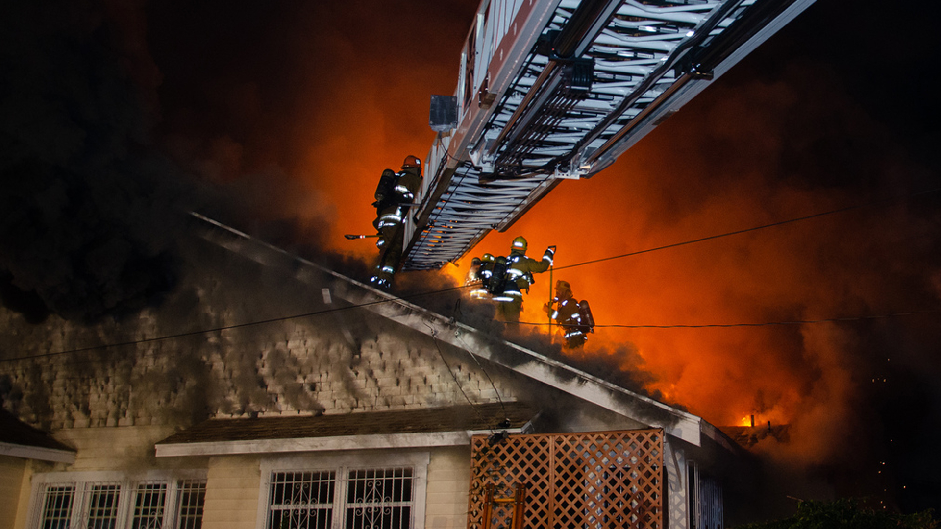 LAFD Responds To 2 Story House Fire In Vermont Square