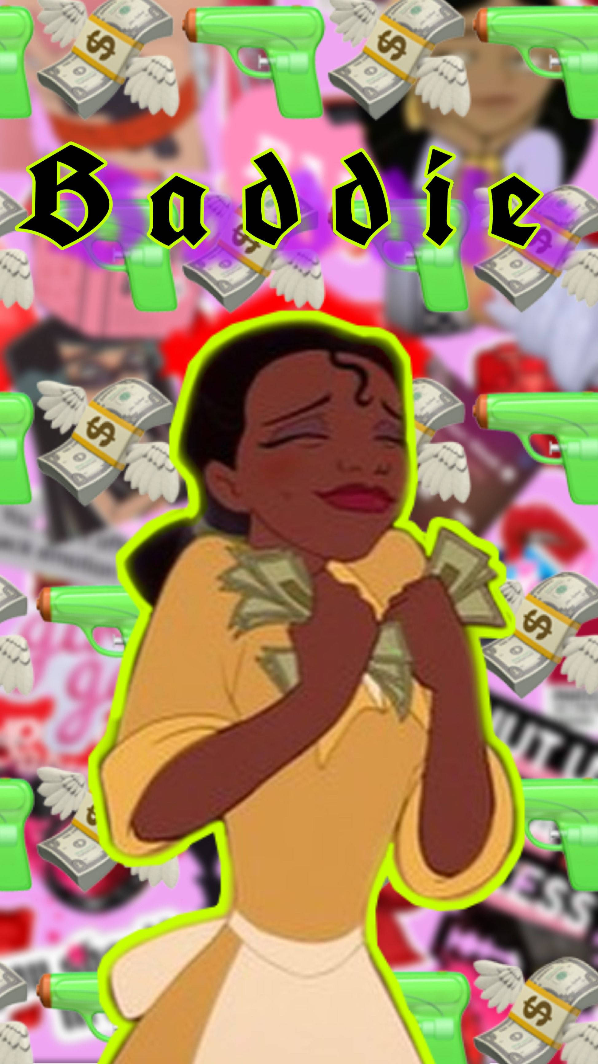 Download Baddie Cartoon Tiana After Earning Some Money Wallpaper