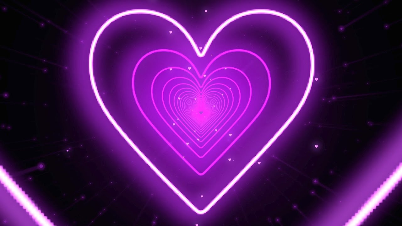 Neon Lights Love Heart Tunnel Background