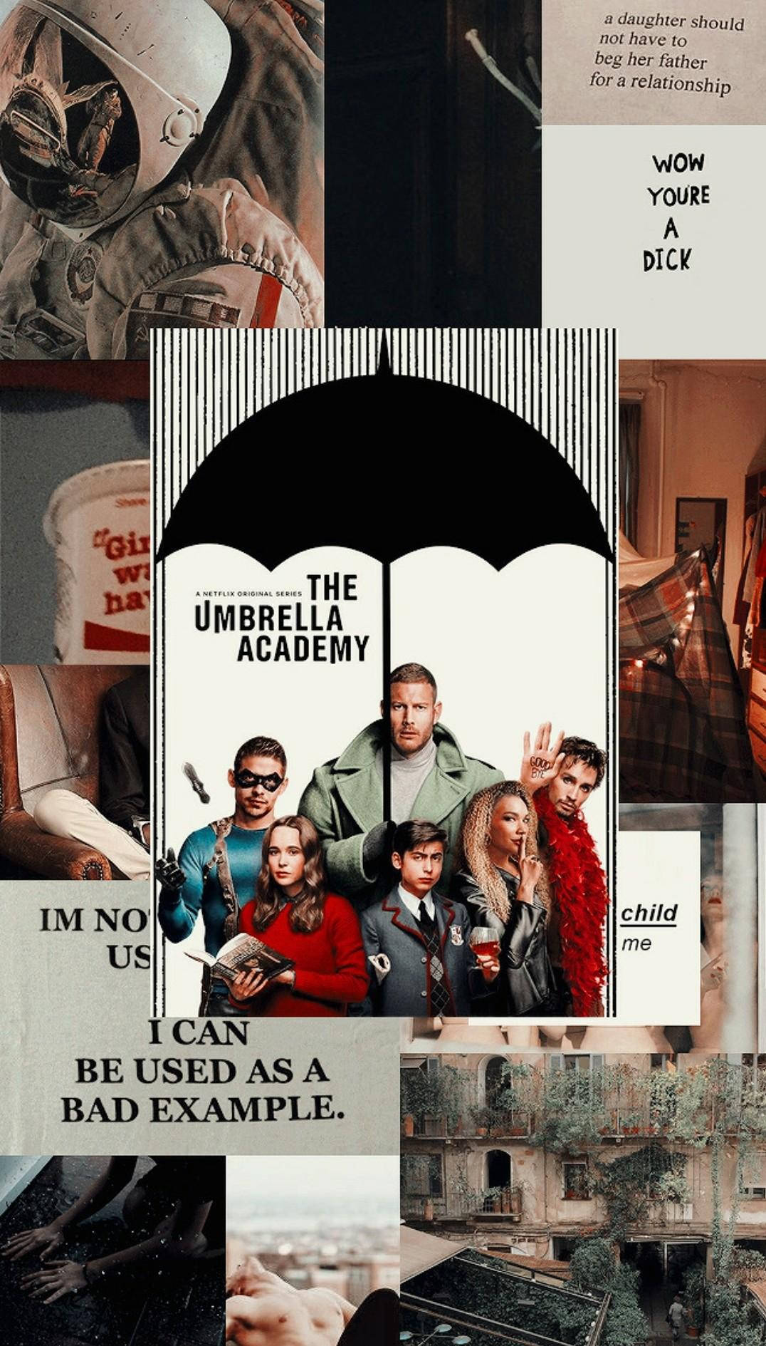 Download The Umbrella Academy Aesthetic Mood Board Wallpaper