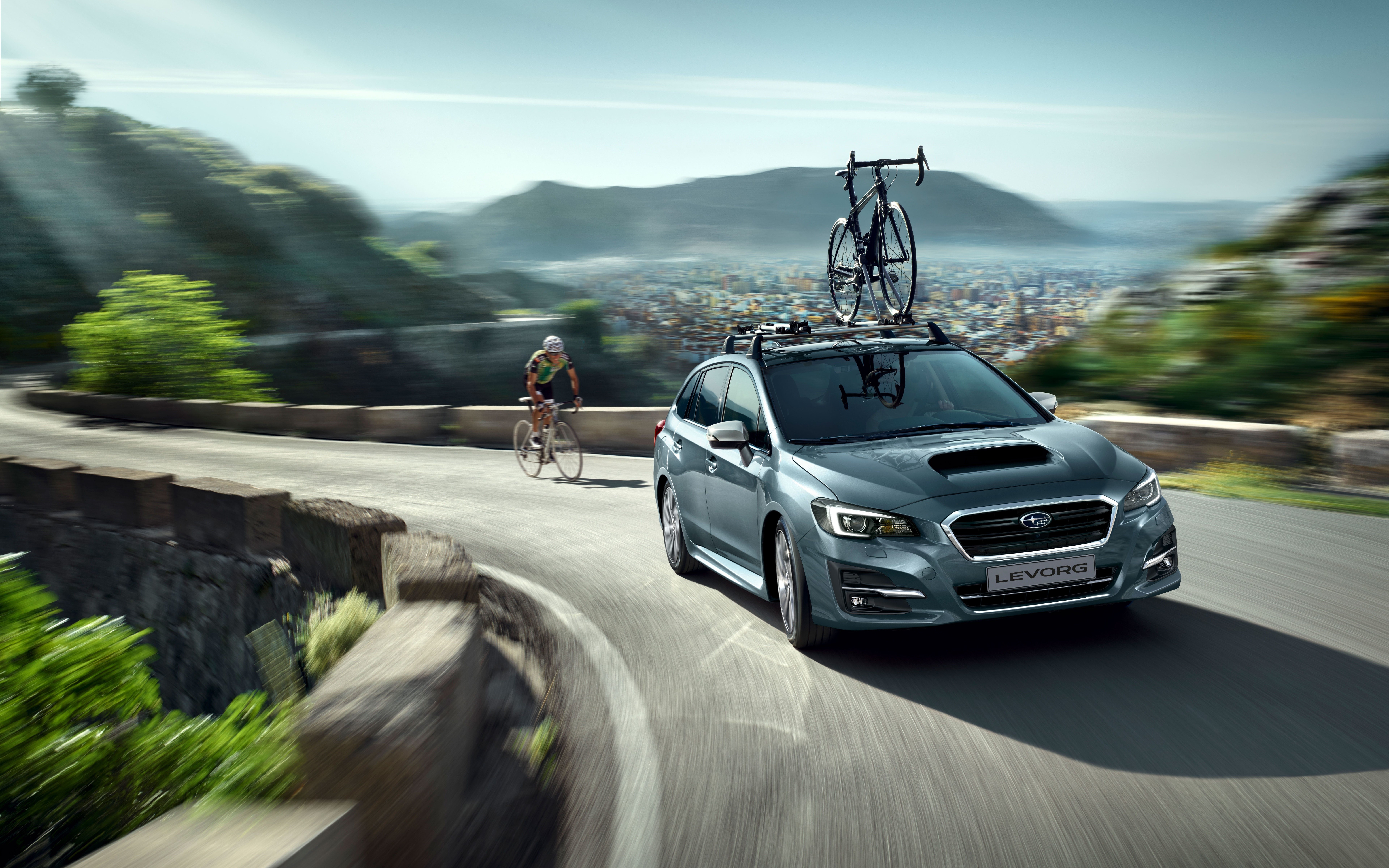 4K, 5K, 6K, 7K, Levorg, Subaru, Motion, Estate car, Bicycle Gallery HD Wallpaper