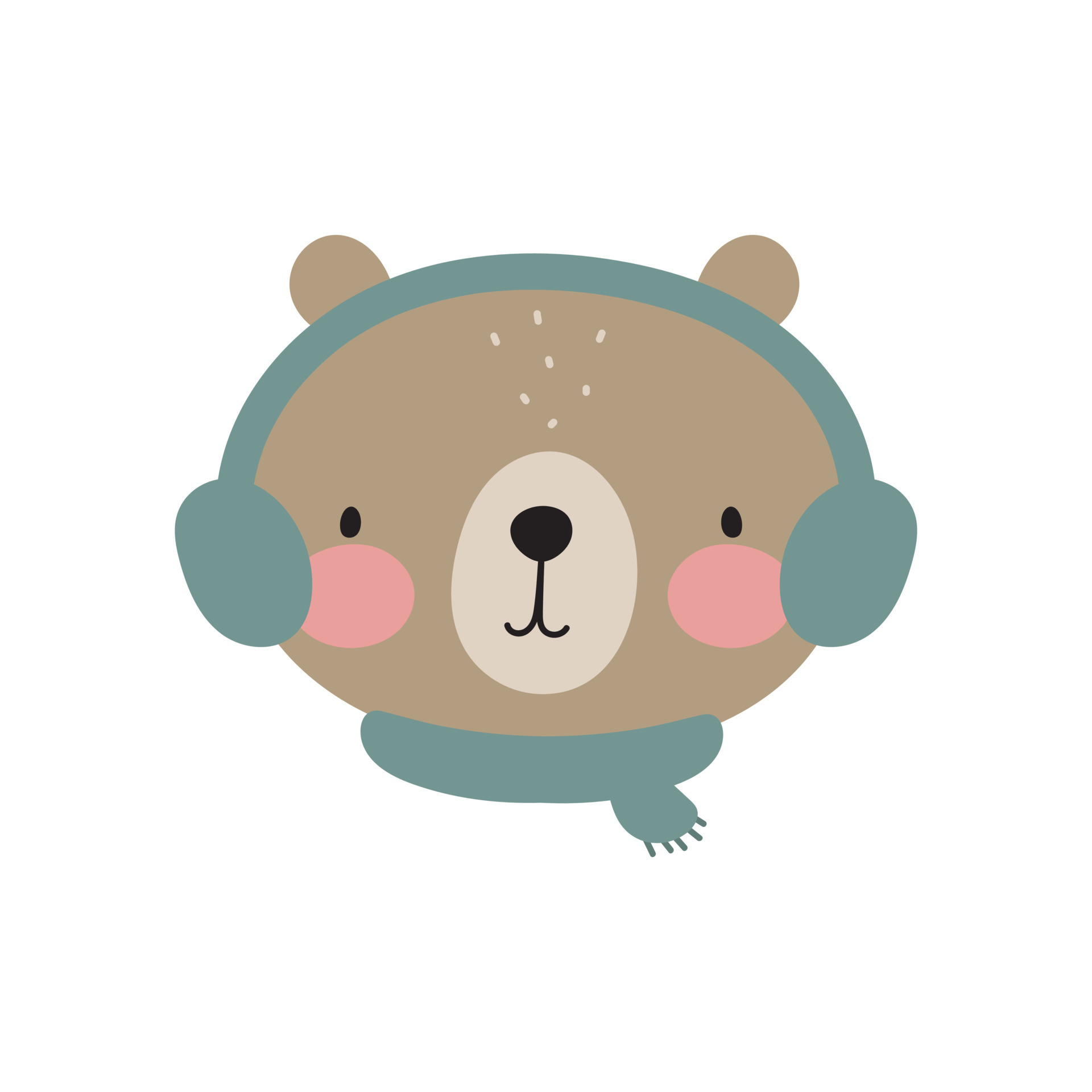 Cute winter bear. Cartoon style. Vector illustration. For card, posters, banners, books, printing on the pack, printing on clothes, fabric, wallpaper, textile or dishes
