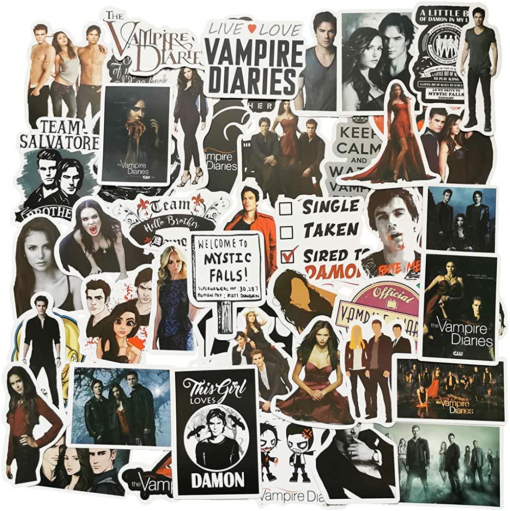 The Vampire Diaries Stickers 50pcs, American Vampire Movie Love Story Vinyl Decals for Laptop Skateboard Snowboard Water Bottle Phone Car Bicycle Luggage Guitar Computer PS4(The Vampire Diaries), Amazon.ae: Computers