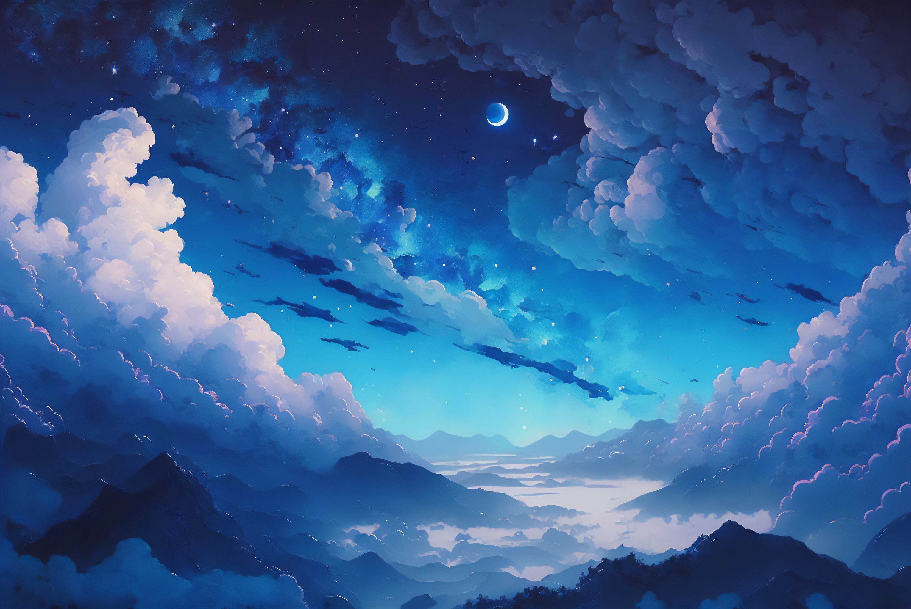 Wallpaper, ai art, clouds, Studio