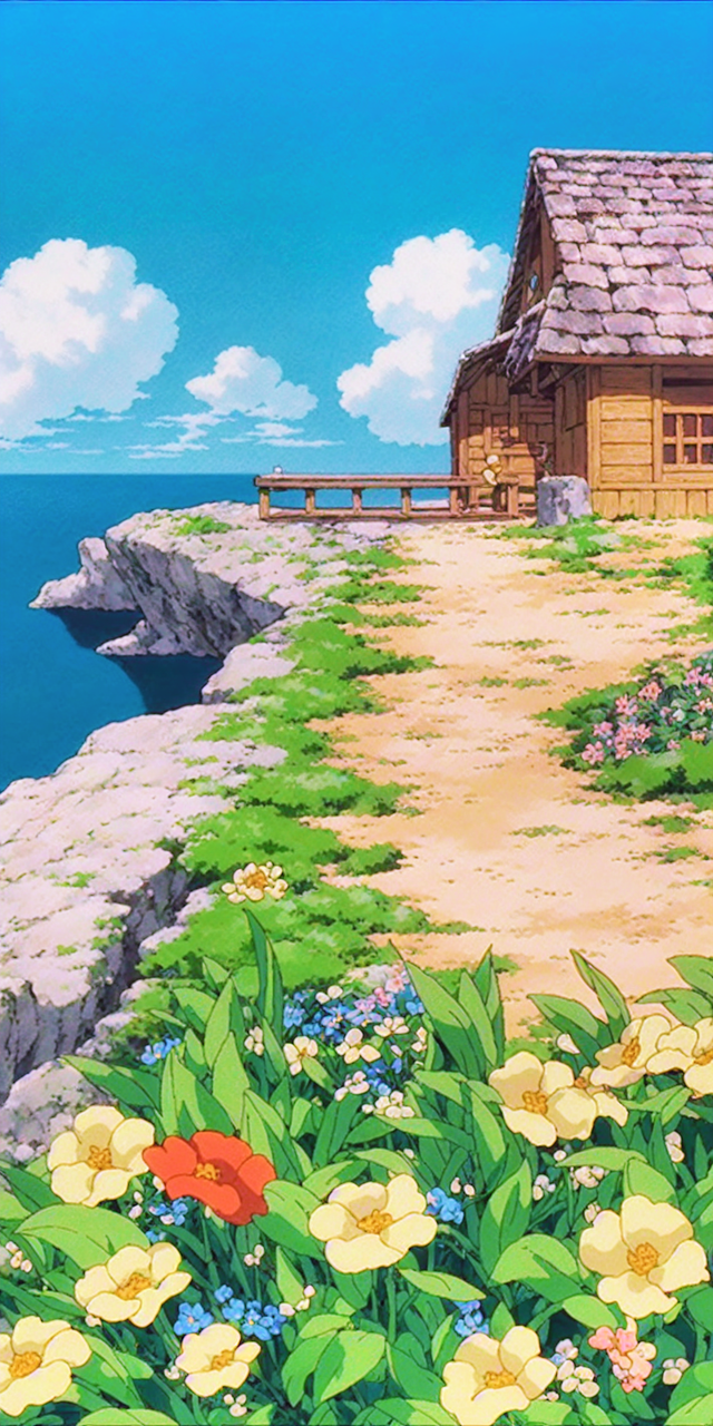 I've made some wallpaper in the style of Ghibli with AI tools [mobile edition]