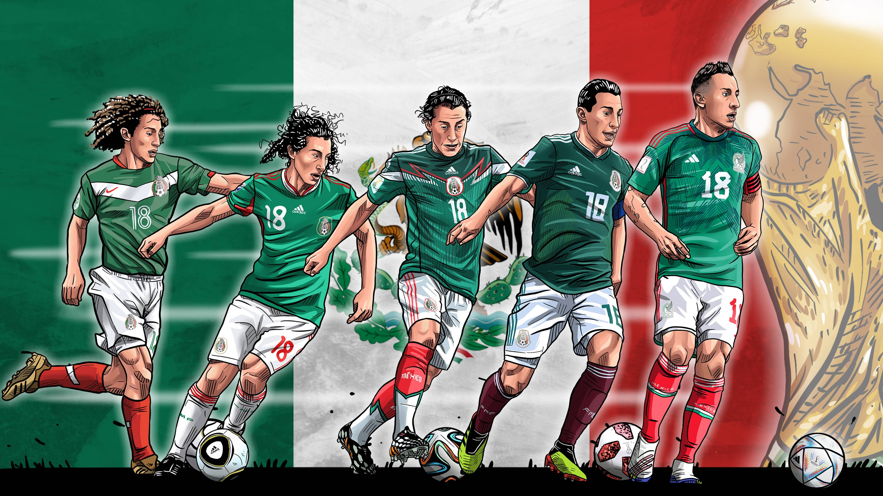 Download Andres Guardado Art Mexico National Football Team Wallpaper