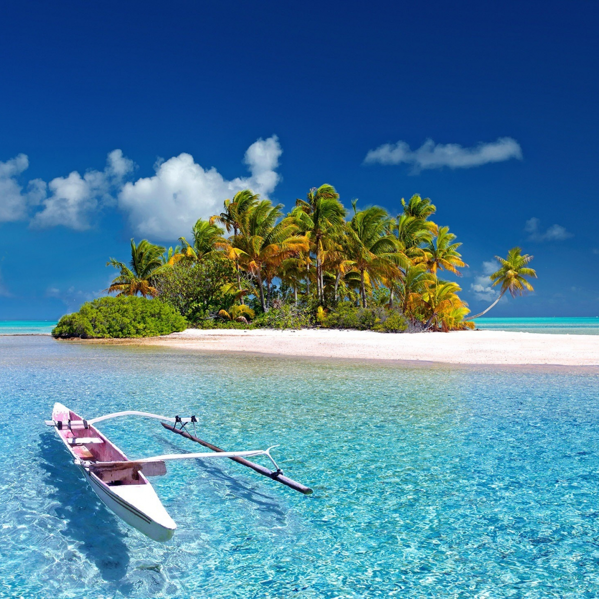 Wallpaper south sea, island, boat, palm tree, france desktop wallpaper, HD image, picture, background, d7dd66
