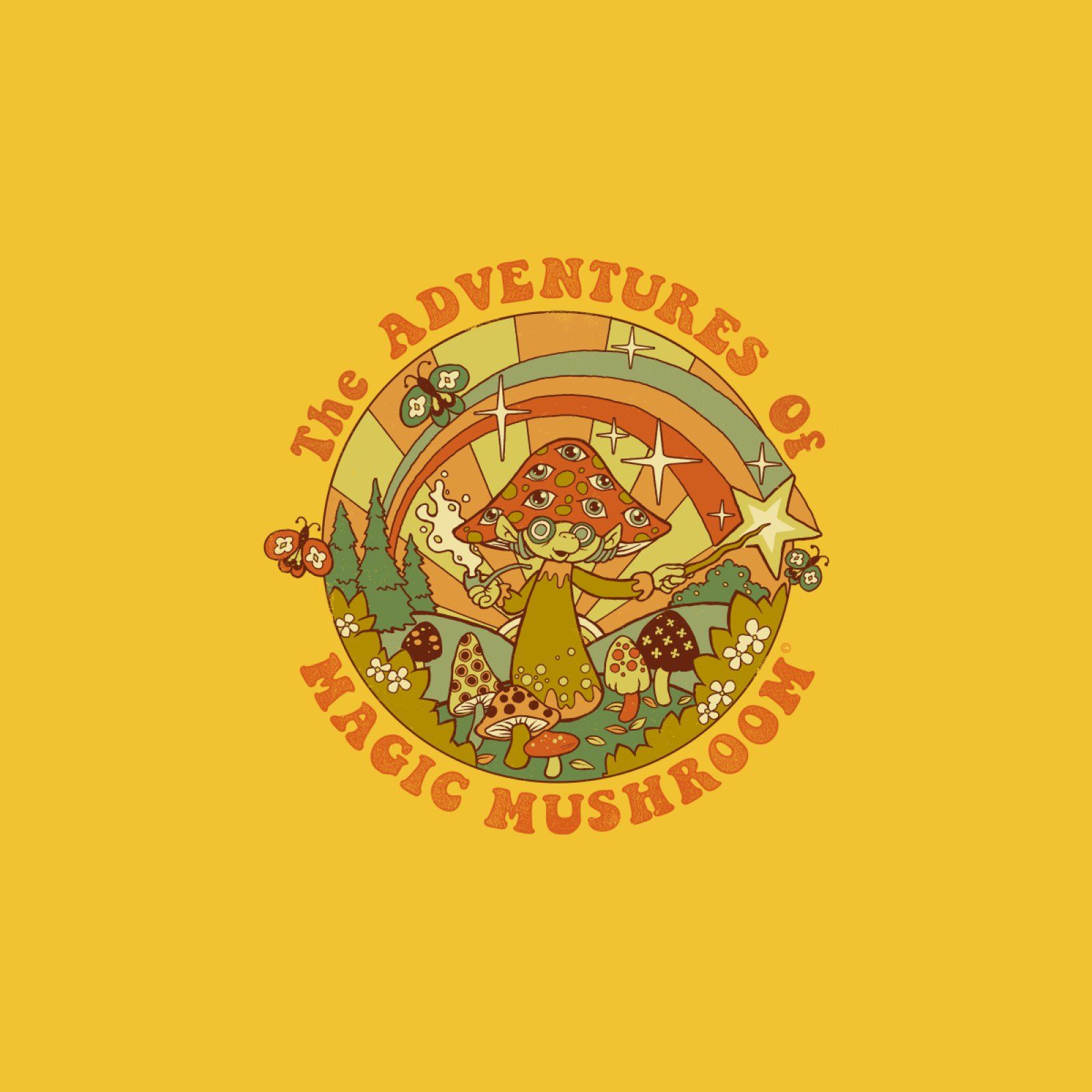 Magic Mushroom. Bedroom wall collage