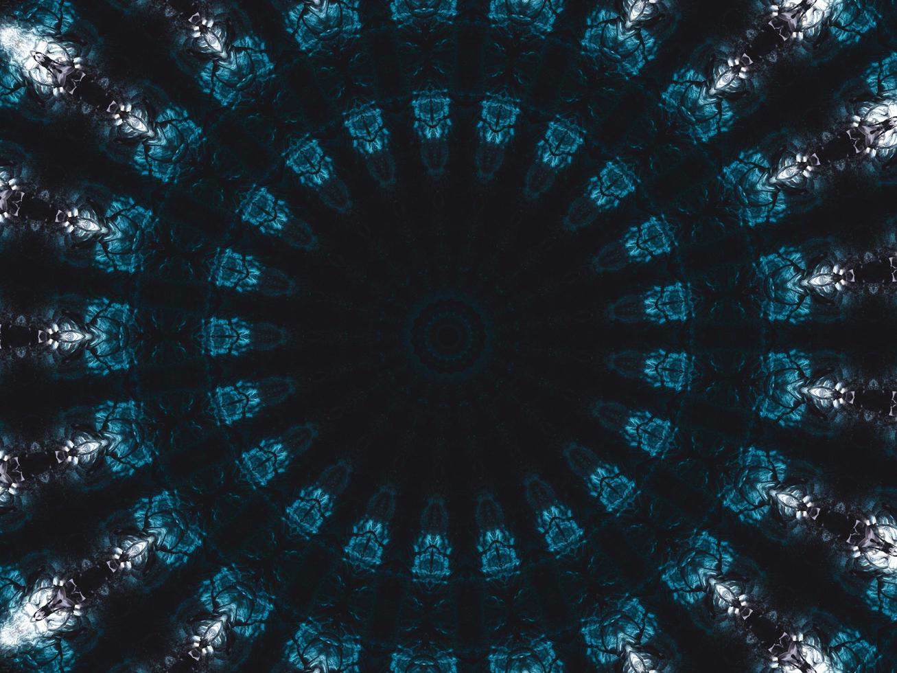 Gothic vibes abstract background in dark blue and black color. Kaleidoscope pattern. Free photo