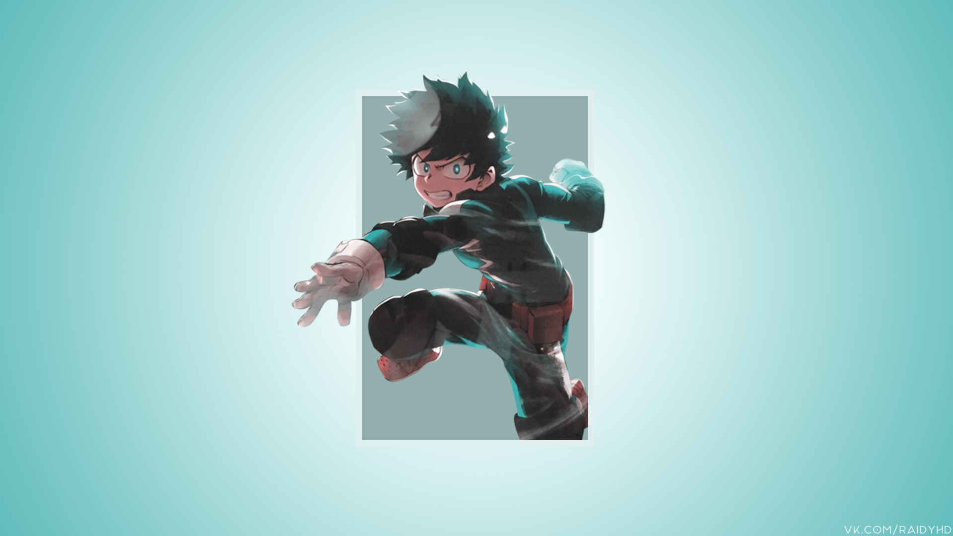 Wallpaper / anime, minimalism, Izuku Midoriya, Boku no Hero Academia, cyan, cyan background free download