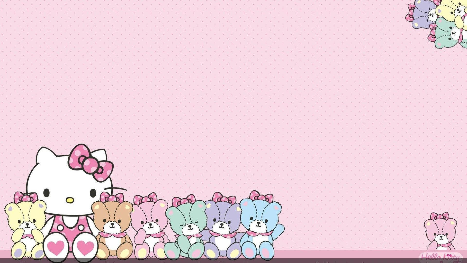 Download Hello Kitty Desktop With Teddy Bears Wallpaper