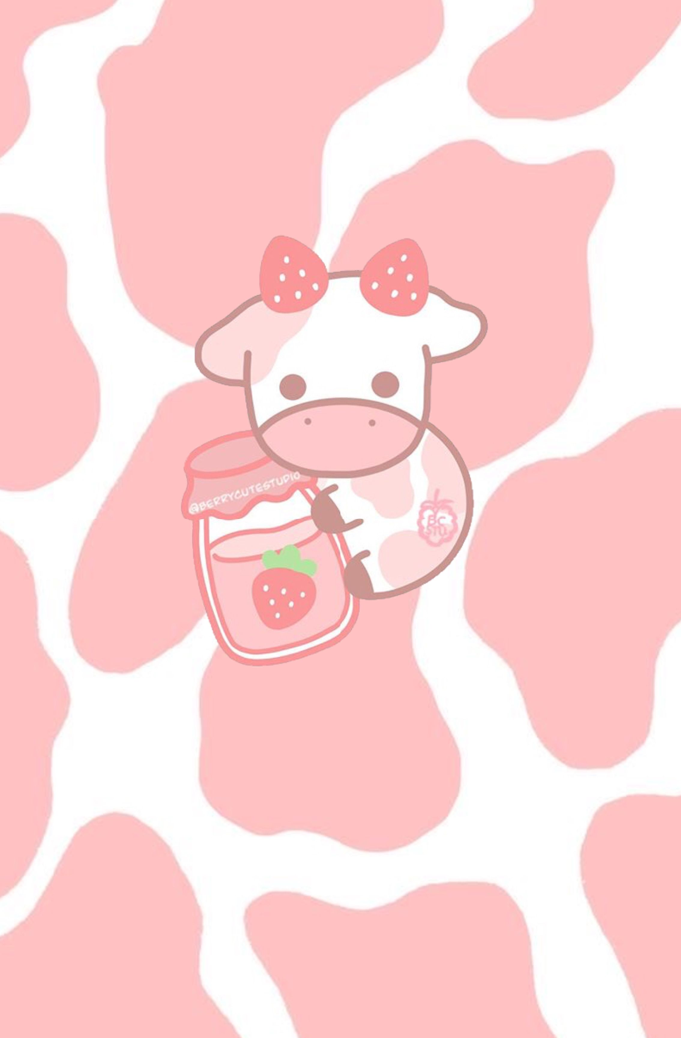 freetoedit#strawberrymilk #cow #strawberry cow #pink #aesthetic #remixed. Cow print wallpaper, Pink wallpaper kawaii, Wallpaper pink cute