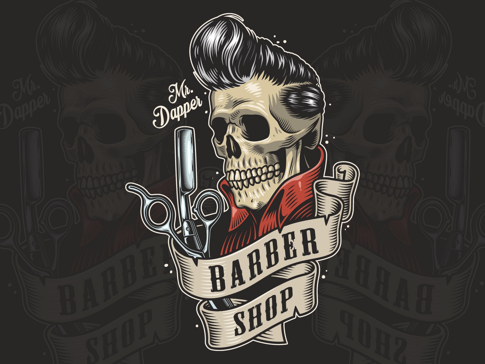 Barbershop logo with Skull