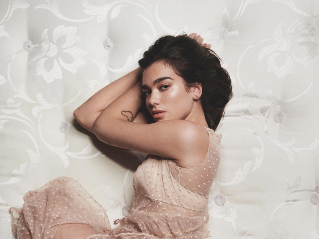 Wallpaper pink dress, brunette, pretty, dua lipa desktop wallpaper, HD image, picture, background, a0163b
