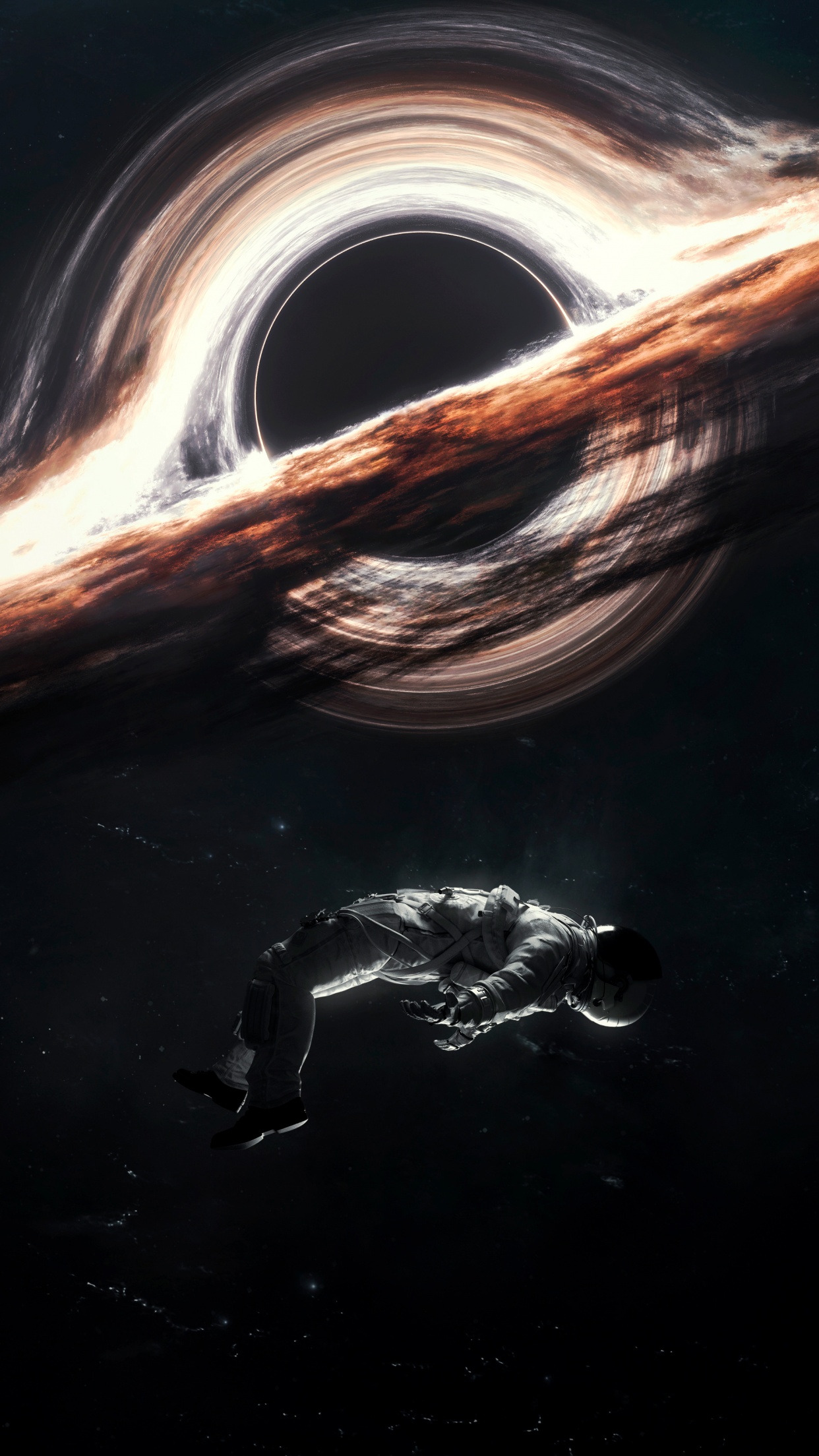 Gargantua black hole Wallpaper 4K, Astronaut, Interstellar, Cosmos