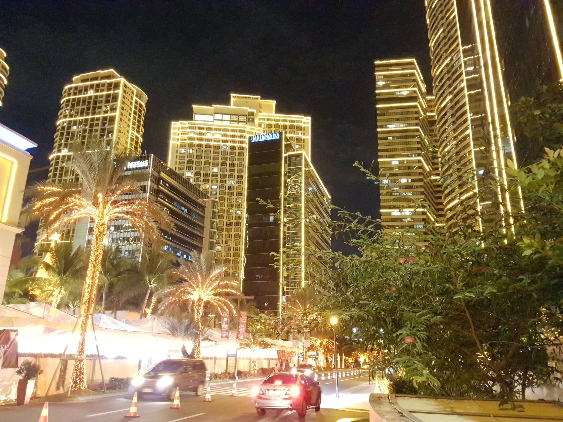Download Downtown Makati Philippines At Night Wallpaper