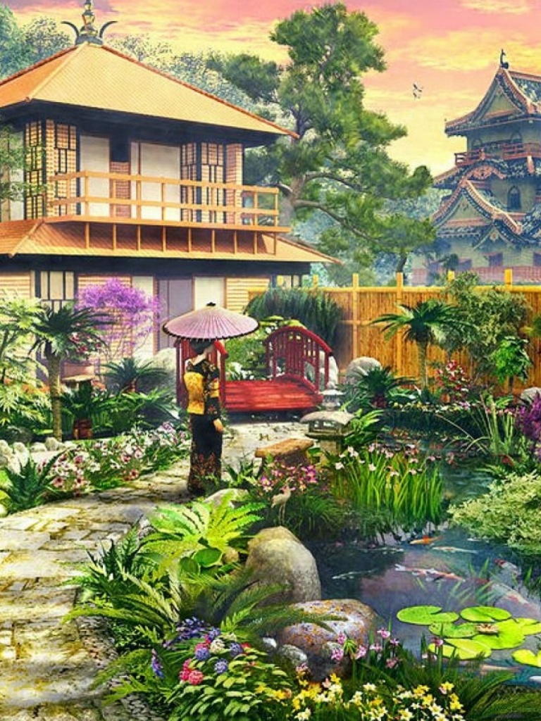 Splendid Japanese Garden iPad mini wallpaper
